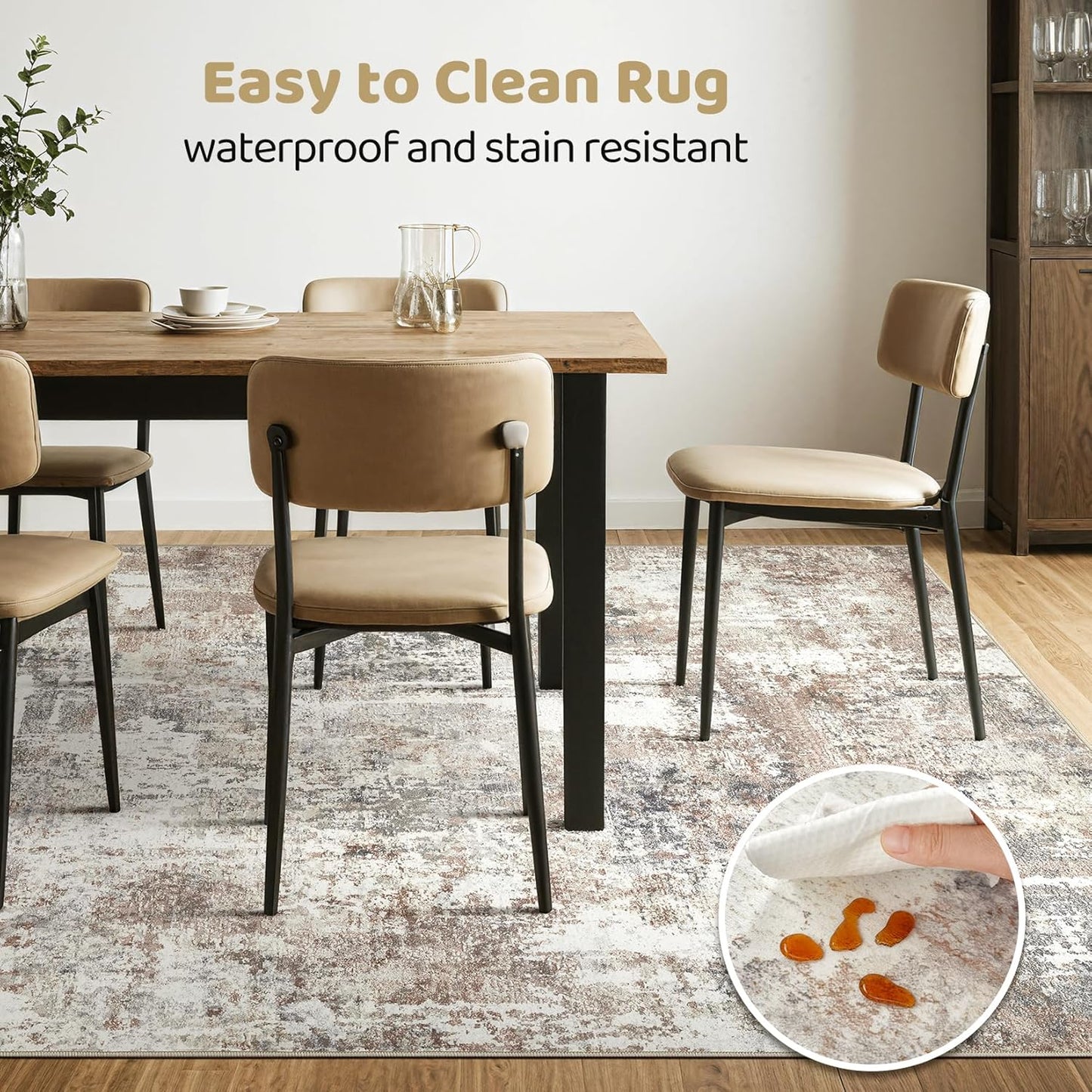 6x9 Area Rugs Living Room: Large Washable Abstract Modern Soft Rug Stain Resistant Indoor Floor Non Slip Accent Carpet for Bedroom Nursery Playroom Dining Room Office Dorm Home Decor- Gray Gold