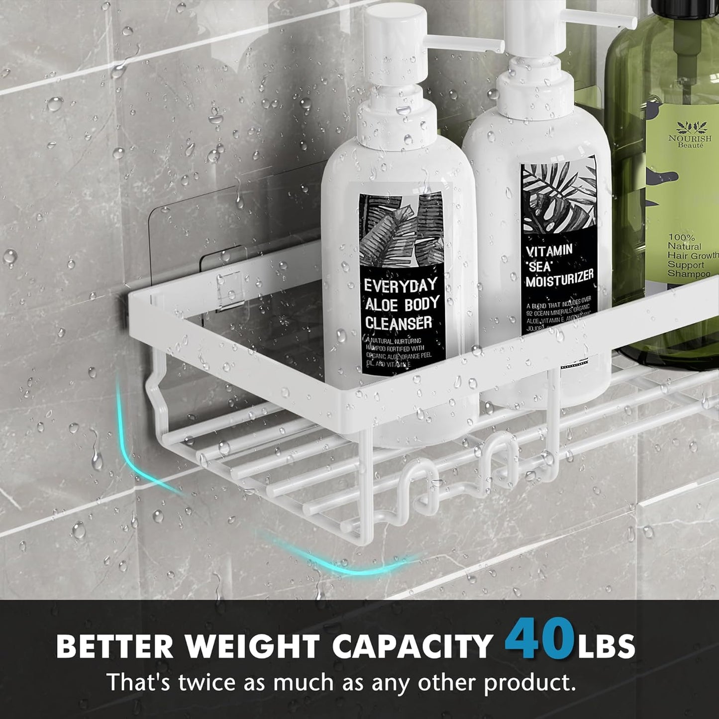 Moforoco Shower Caddy Shelf Organizer Rack, Self Adhesive Black Bathroom Shelves Basket, Home Farmhouse Wall Shower Inside Organization and Storage Decor Rv Accessories, First Apartment Essentials