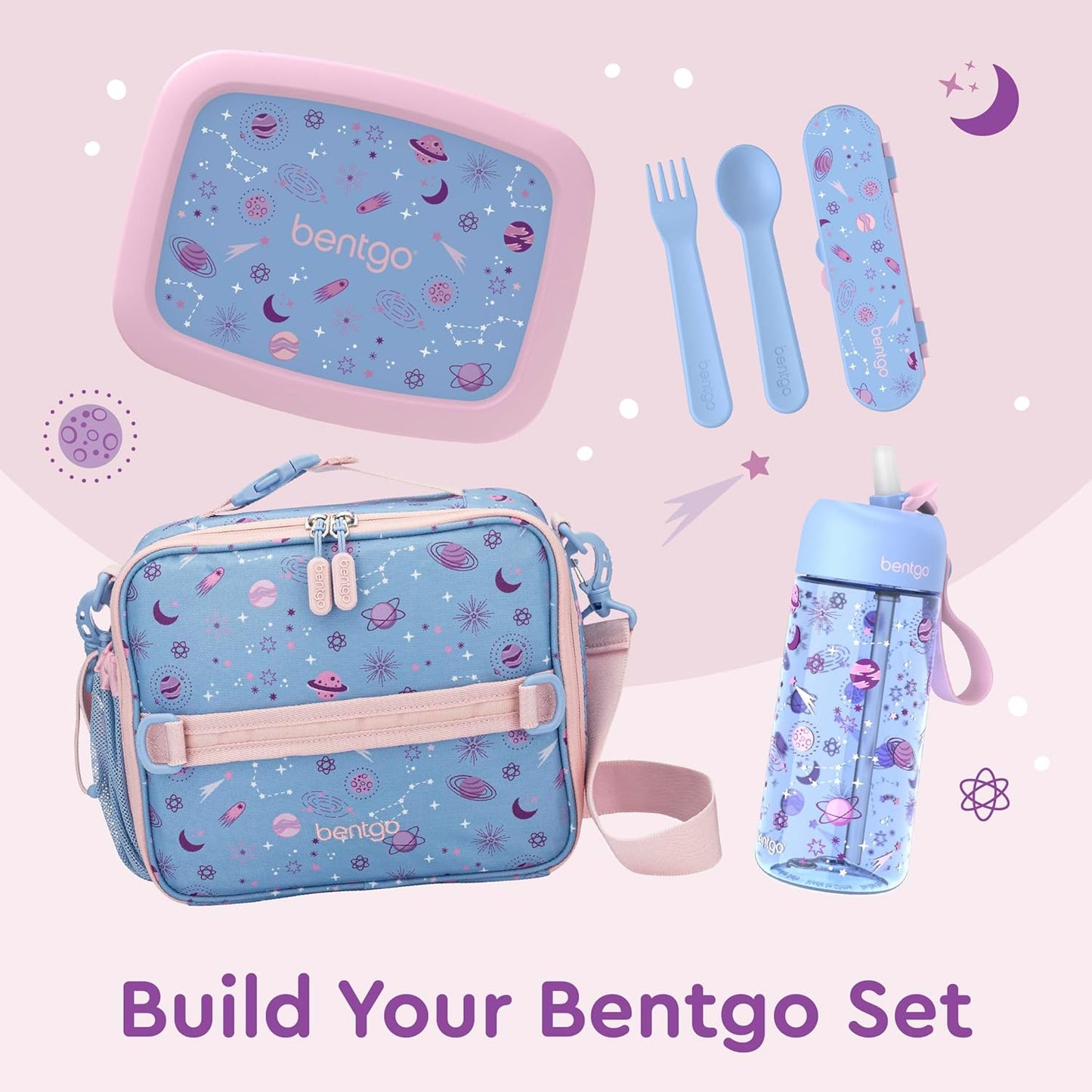 Bentgo® Kids Lunch Bag - Durable, Double Insulated, Water-Resistant Fabric, Interior & Exterior Zippered Pockets, Water Bottle Holder - Ideal for Children 3+ (Shark)