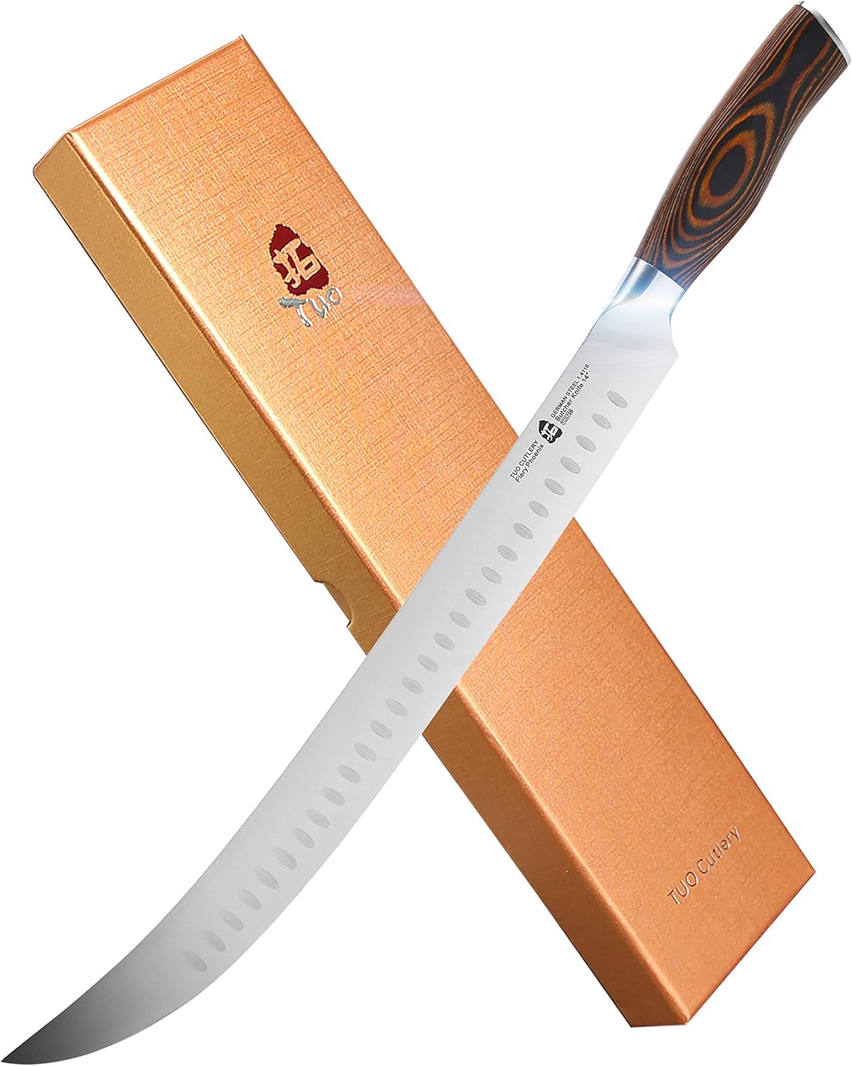 TUO Boning Knife - Razor Sharp Fillet Knife - High Carbon German Stainless Steel Kitchen Cutlery - Pakkawood Handle - Luxurious Gift Box Included - 7 inch - Fiery Phoenix Series