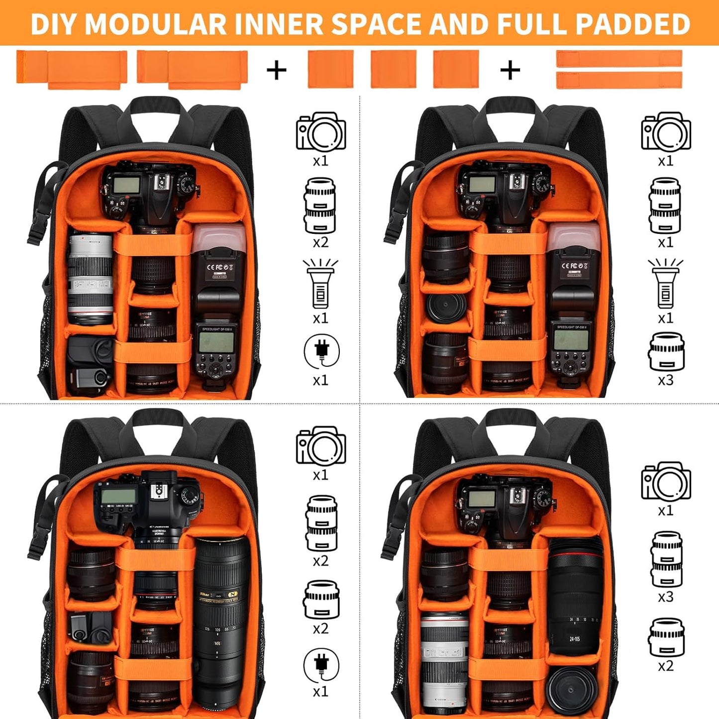 IPEB Camera Backpack Bag with Tripod Holder Water Resistant Camera Cases Photography Backpack Anti-Theft for DSLR Camera