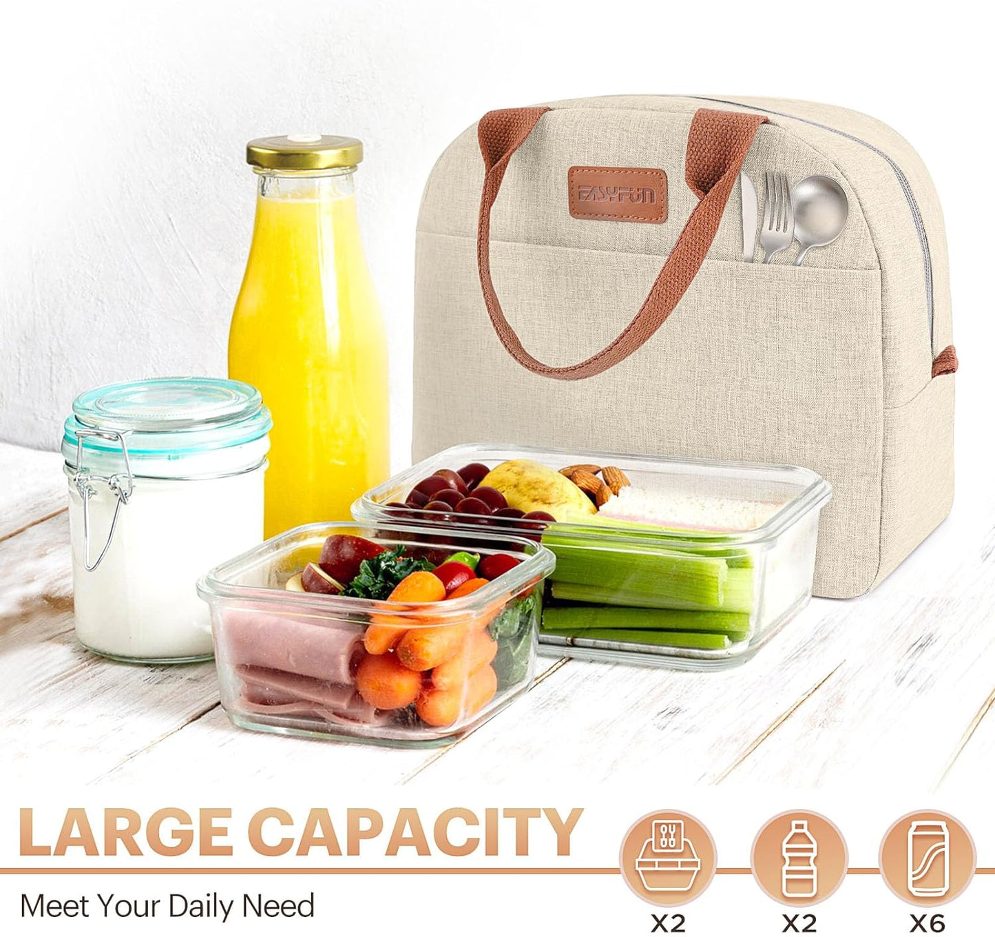 Lunch Bag for Women & Men Adult Insulated Lunch Box, Small Leakproof Cooler Food Lunch Containers Reusable High Capacity Lunch Tote Bags for Work, Travel, Outdoor