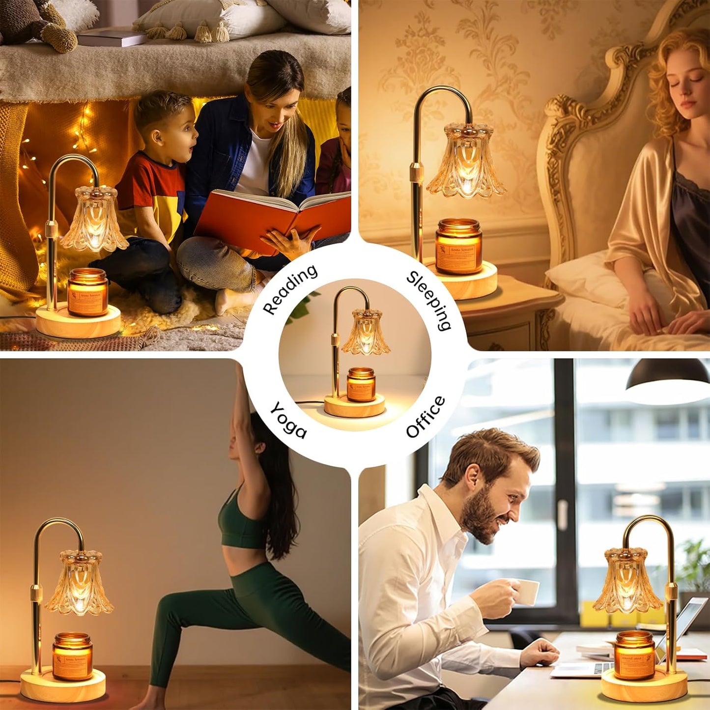GEEZO Fragrance Candle Warmer Lamp,Electric Candle Warmer with Timer & Dimmer, Mom Christmas Birthday Gifts for Women, House Warming Gifts New Home Bedroom Decor