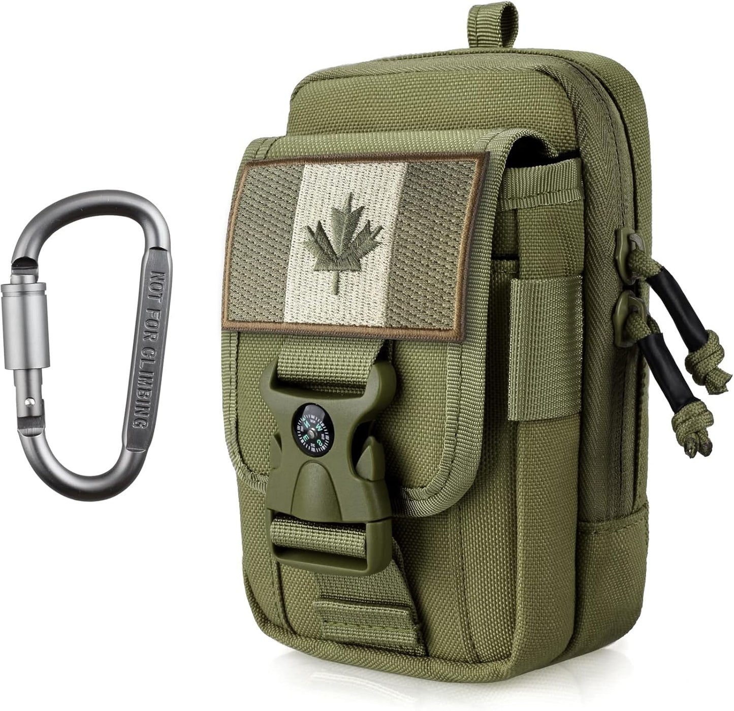 WYNEX Tactical Compass Phone Pouch, Large Molle Smartphone Holster Case Double Capacity Small Utility EDC Pouch with Compass Buckle and Carabiner