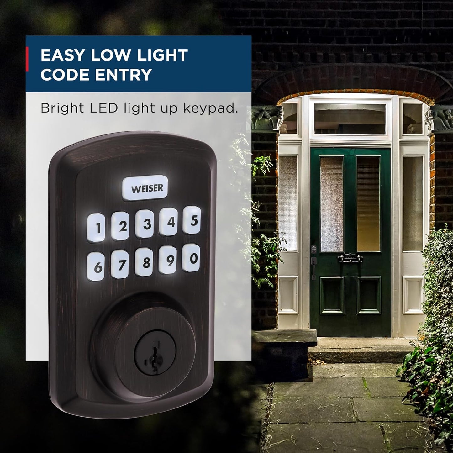 Weiser Powerbolt 3 Matte Black Keyless Entry Door Lock/Deadbolt Lock, 10-Button Keypad Door Lock with Auto Lock and 12-Month Battery Life, Electronic Door Locks for Front Door, Home Décor