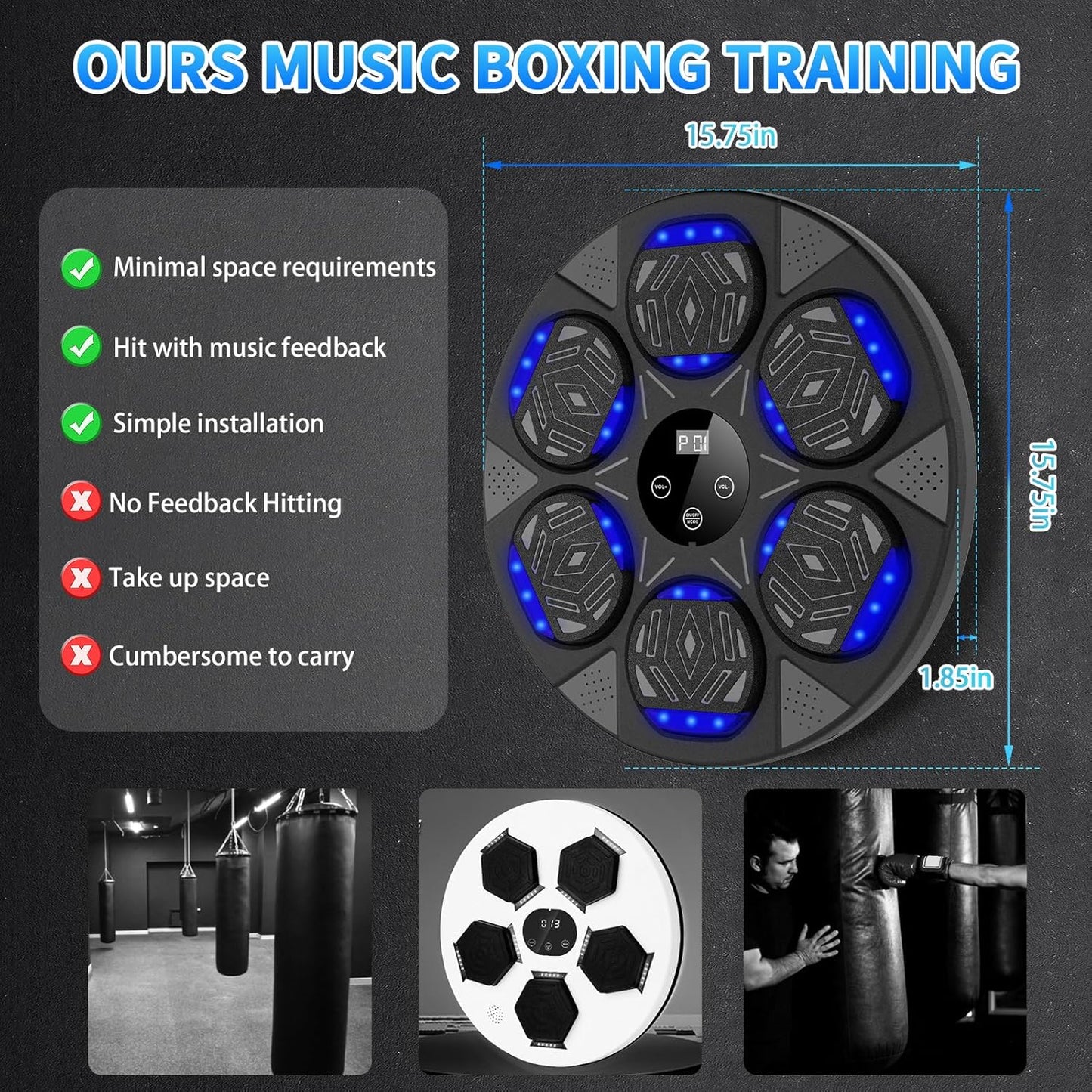2025 Upgraded Music Boxing Machine for Adults & Kids - Wall-Mounted Smart Punching Target with Boxing Gloves, Home Gym & Office Training Equipment (Latest Model)