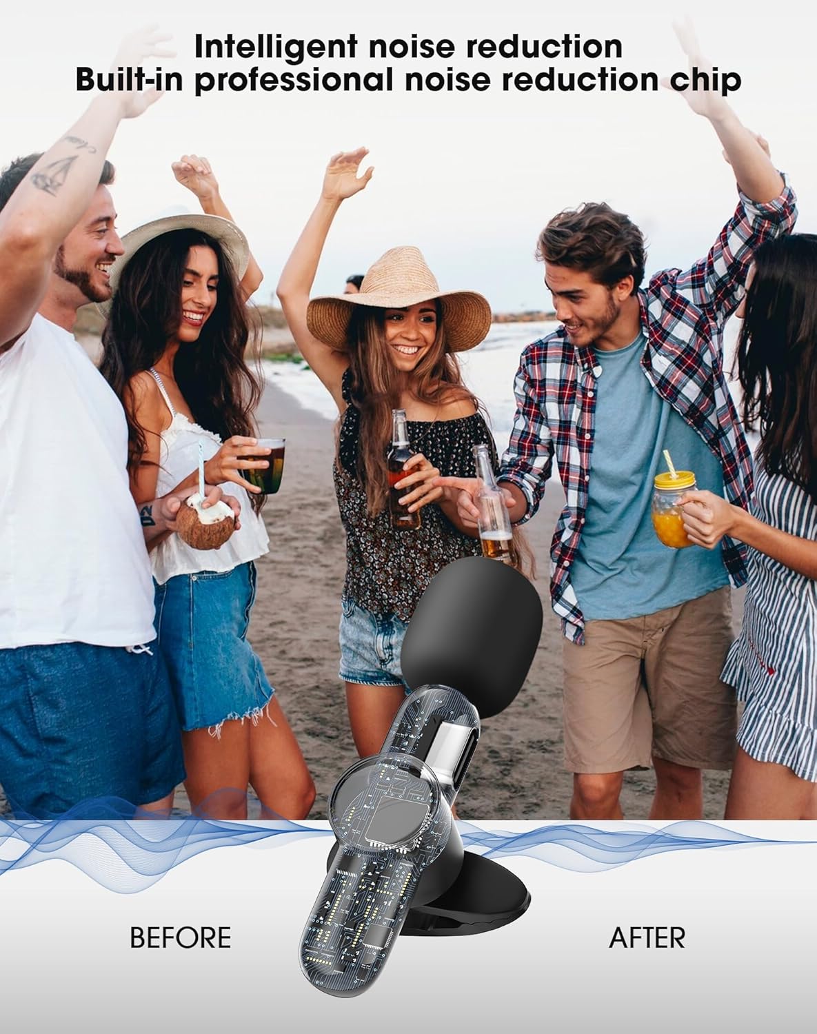 CKOKC Wireless Microphone for iPhone - Android Phone and Laptop PC, USB Microphones for Podcasting, Lavalier Microphone for Interview Video Vlog YouTube