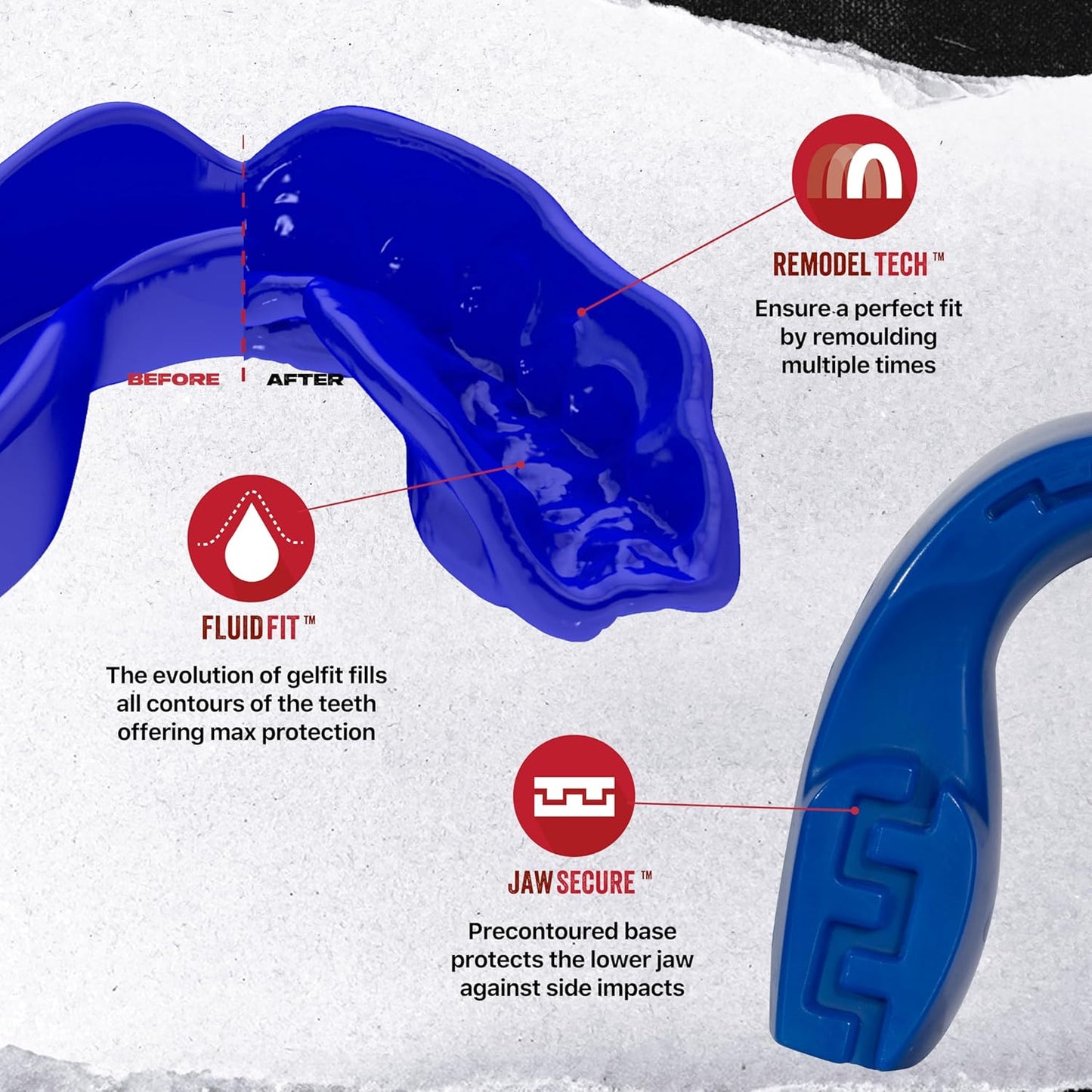 SAFEJAWZ Mouthguard Strapless Slim Fit, Adults and Junior with Case for Boxing, Basketball, Football, MMA, Martial Arts, Hockey and All Contact Sports (Adults (12+ Years), Black)