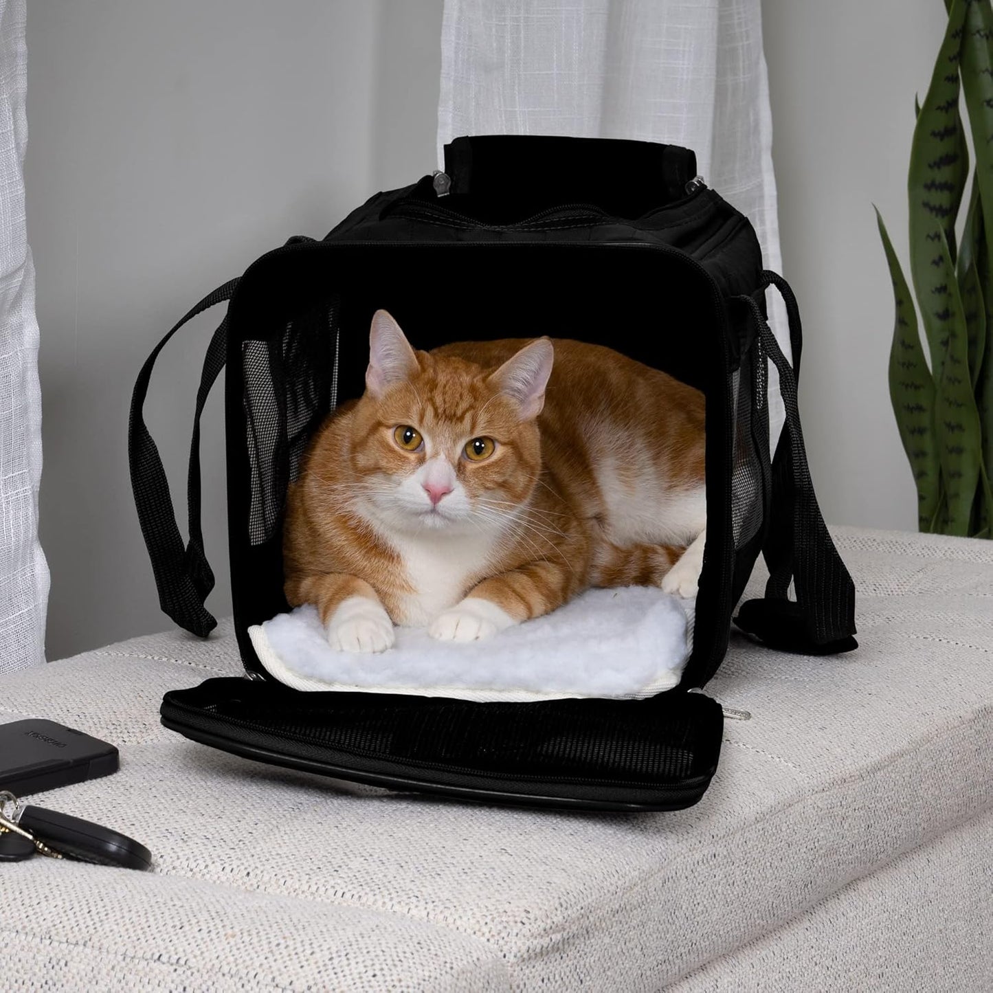 Sherpa Original Deluxe Travel Bag Pet Carrier, Airline Approved & Guaranteed-On-Board - Mesh Panels & Spring Frame, Locking Safety Zippers, Machine Washable Liner - Charcoal Gray, Medium