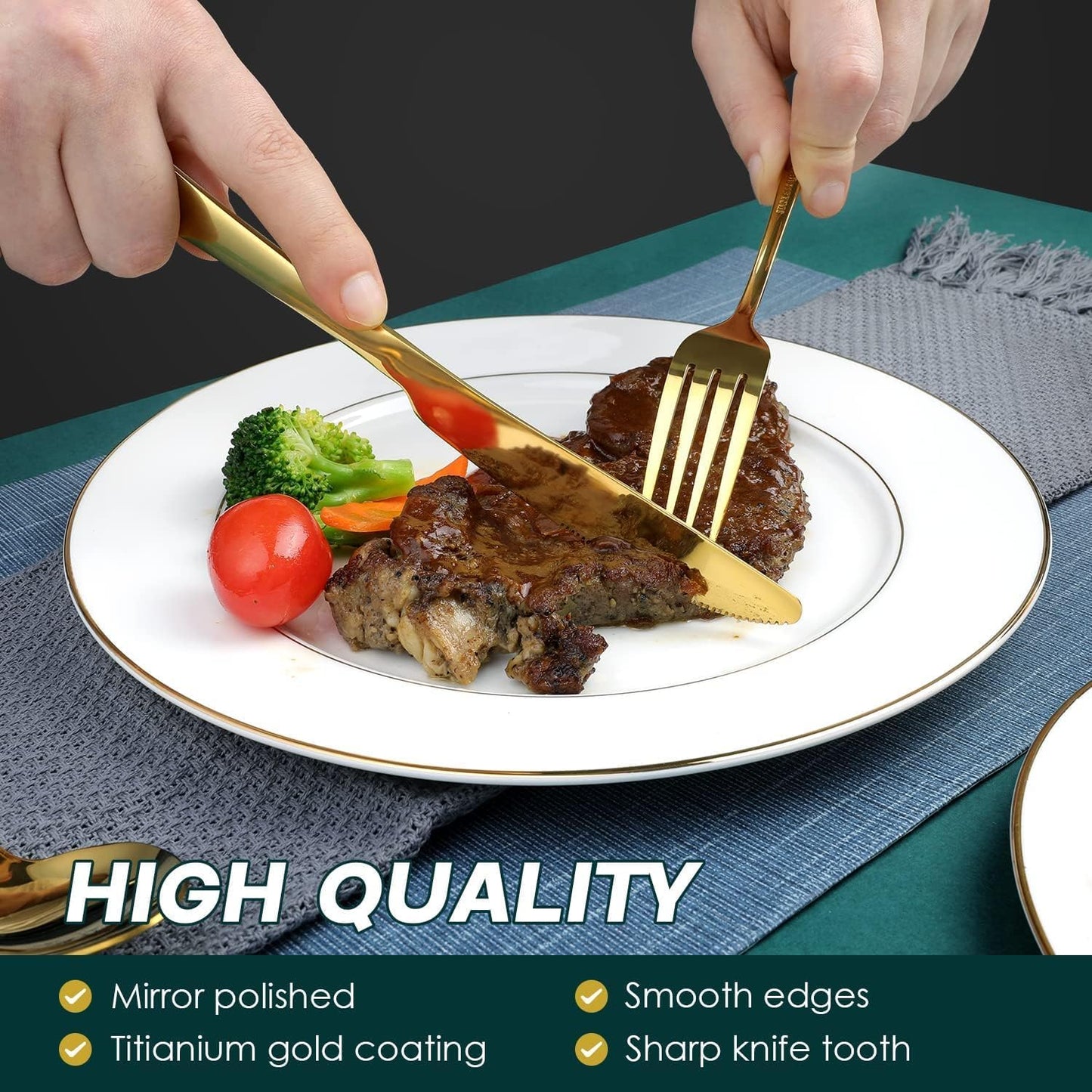 Purilite Select 24-Piece Gold Silverware Set
