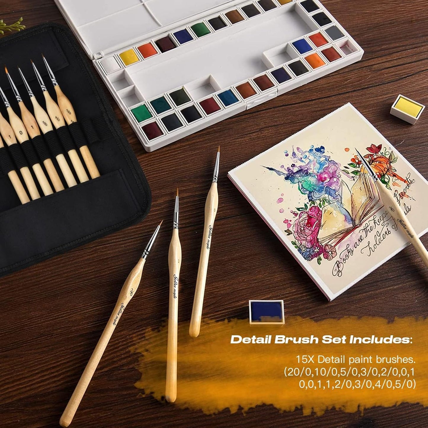 Detail Paint Brushes Set 10pcs Miniature Brushes for Fine Detailing & Art Painting - Acrylic, Watercolor,Oil,Models