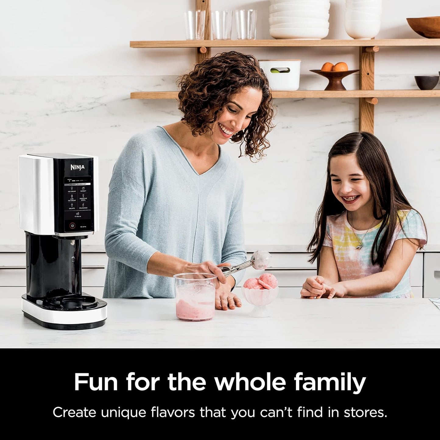 Ninja NC301 CREAMi Ice Cream Maker, for Gelato, Mix-ins, Milkshakes, Sorbet, Smoothie Bowls & More, 7 One-Touch Programs, with (2) Pint Containers & Lids, Compact Size, Perfect for Kids, Silver