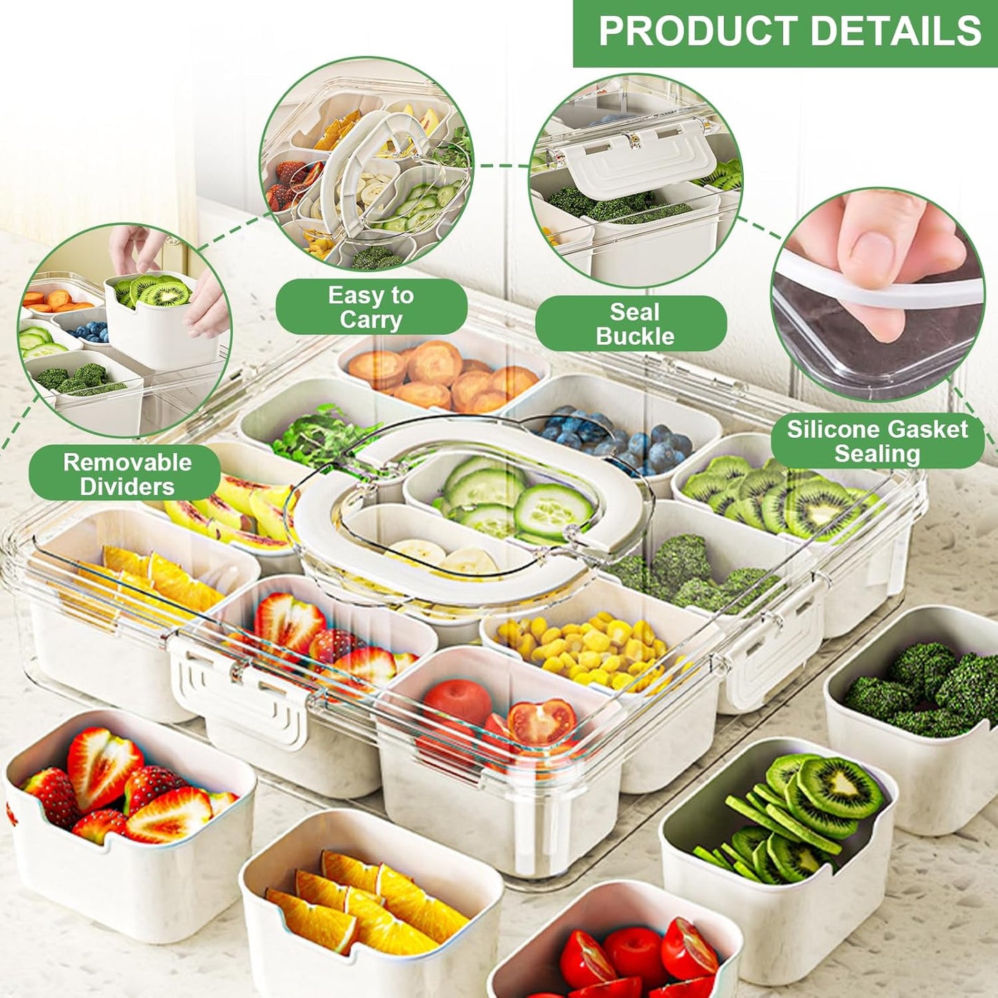 Purilite Select Clear Compartmentalized Snack Box