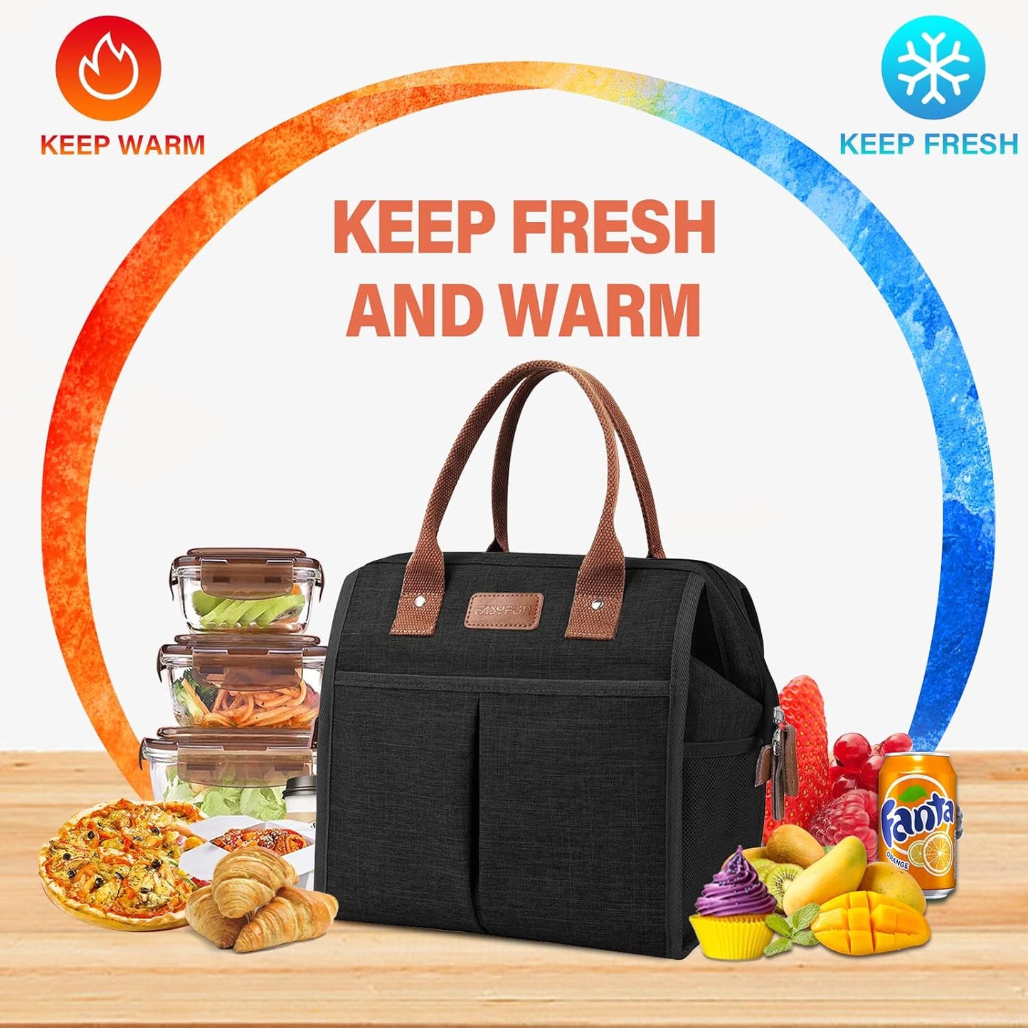 Lunch Bag for Women & Men, Insulated Lunch Box Cooler Tote Bags, Adult Reusable Lunch Boxes with Water Resistant for Work, Travel and Picnic (Grey)
