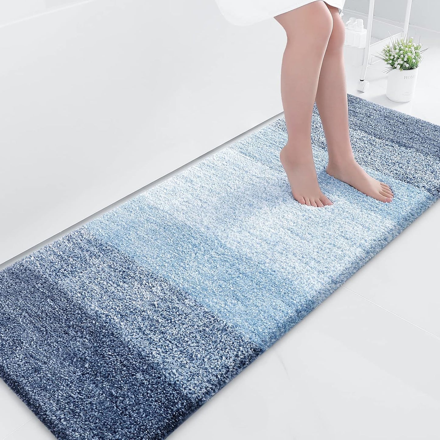 OLANLY Luxury Microfiber Bath Mat, Extra Soft and Absorbent Bathroom Mat, Non-Slip Plush Shaggy Bathroom Rug, Machine Wash Dry, Bath Rugs for Bathroom Floor, Tub and Shower, 16x24, Grey