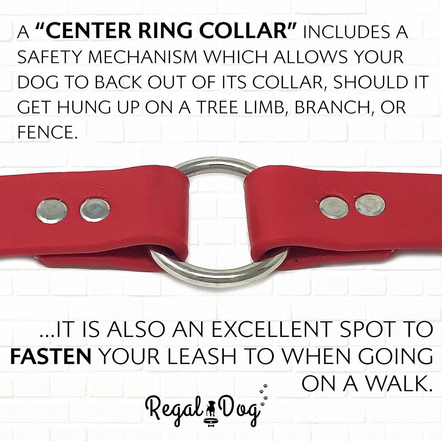 Regal Dog Products Medium Orange Dog Collar with Heavy Duty Double Buckle & D Ring | Vinyl Coated, Custom Fit, Adjustable Biothane Dog Collar Chew Resistant Waterproof Center-Ring Collar for Dogs