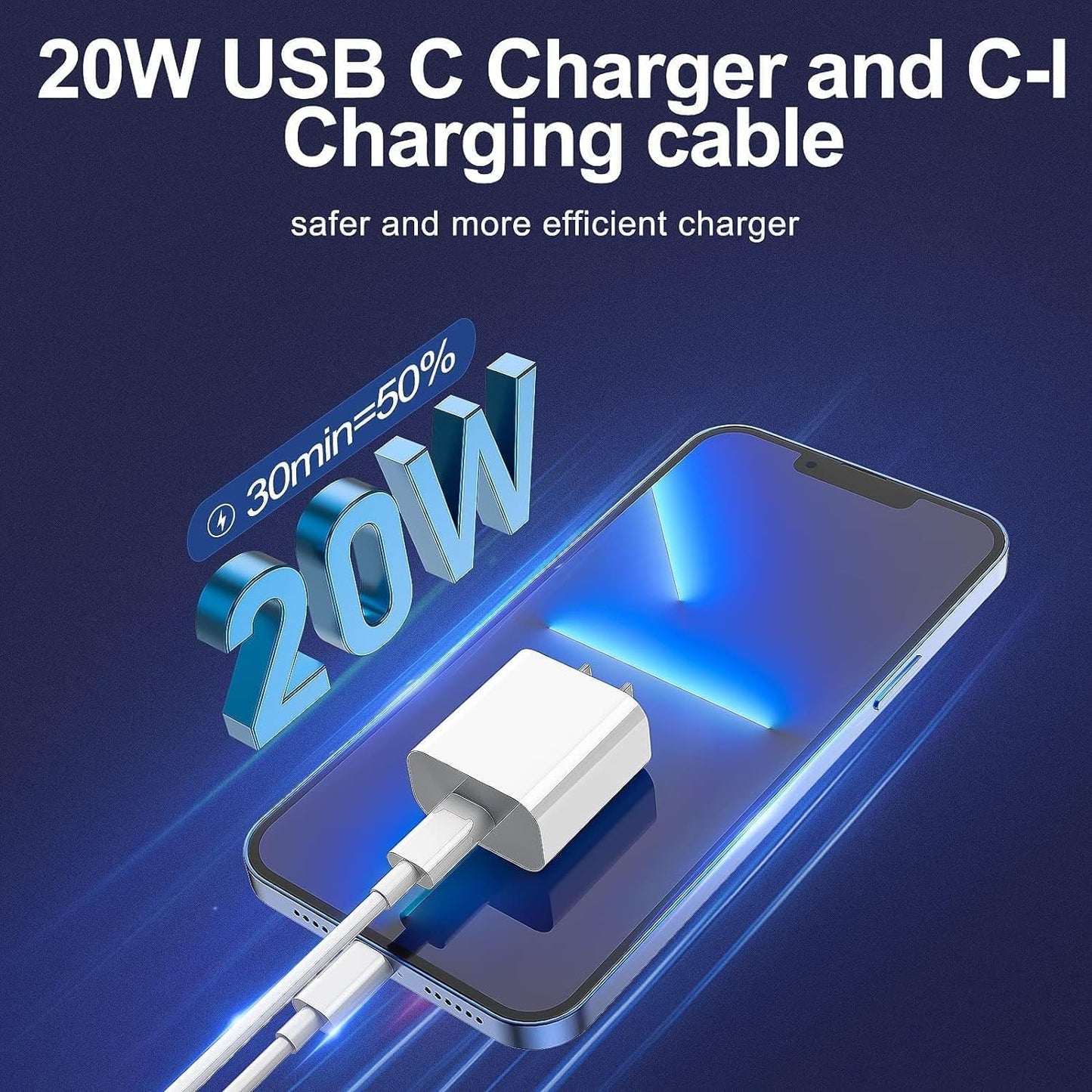 Purilite Select 20W USB-C Fast Charger Set with MFi-Certified Lightning Cable