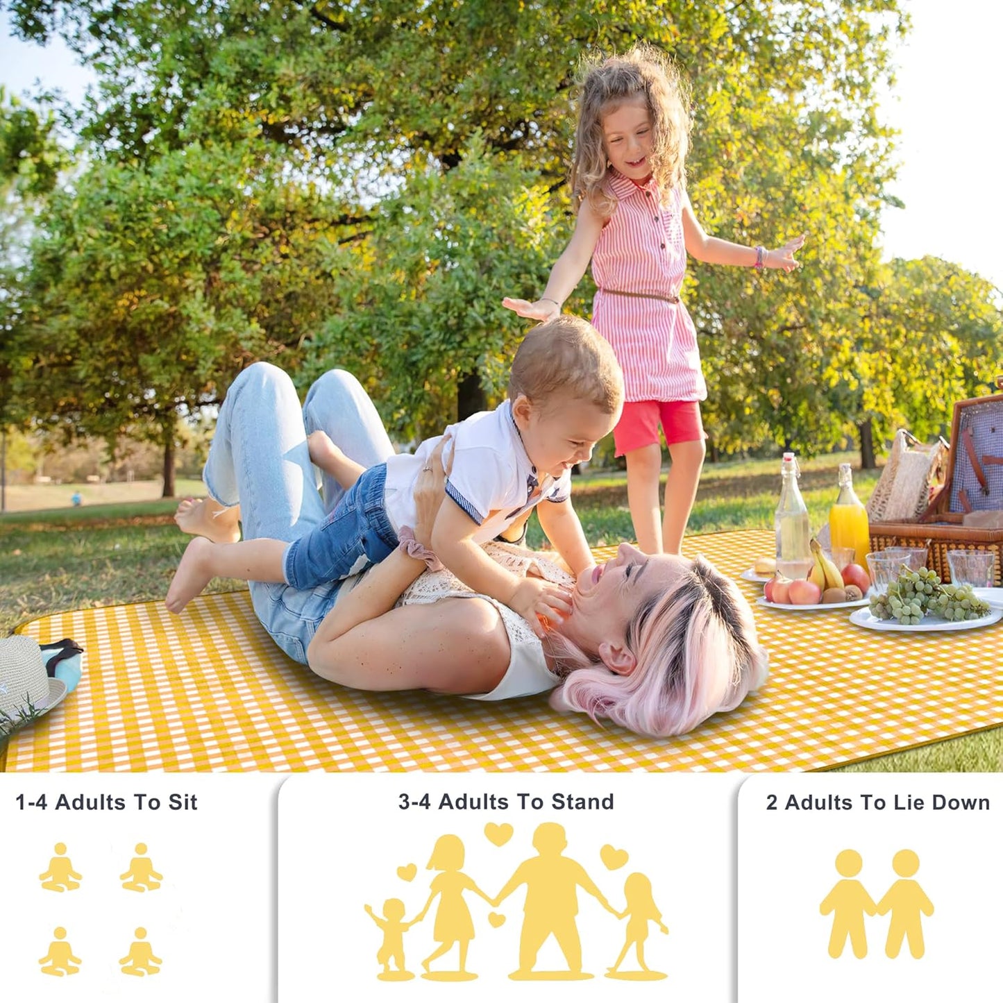 SAMSIER Large Outdoor Picnic Blankets Waterproof Foldable, Beach Blanket Sandproof Portable, Cute Picnic Mat Washable (Navy Blue, 60"×80")