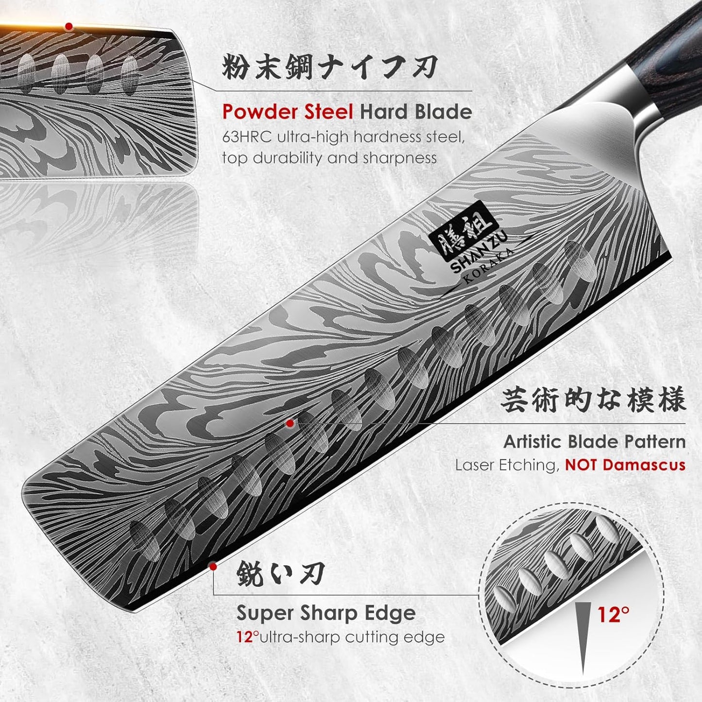 SHAN ZU Fillet Knife 7 Inch, Powder Steel Boning Knife High Carbon Japanese Filleting Knife, Ultra Sharp Deboning Knife for Meat Cutting, Fish Knife with Ergonomic Pakkawood Handle