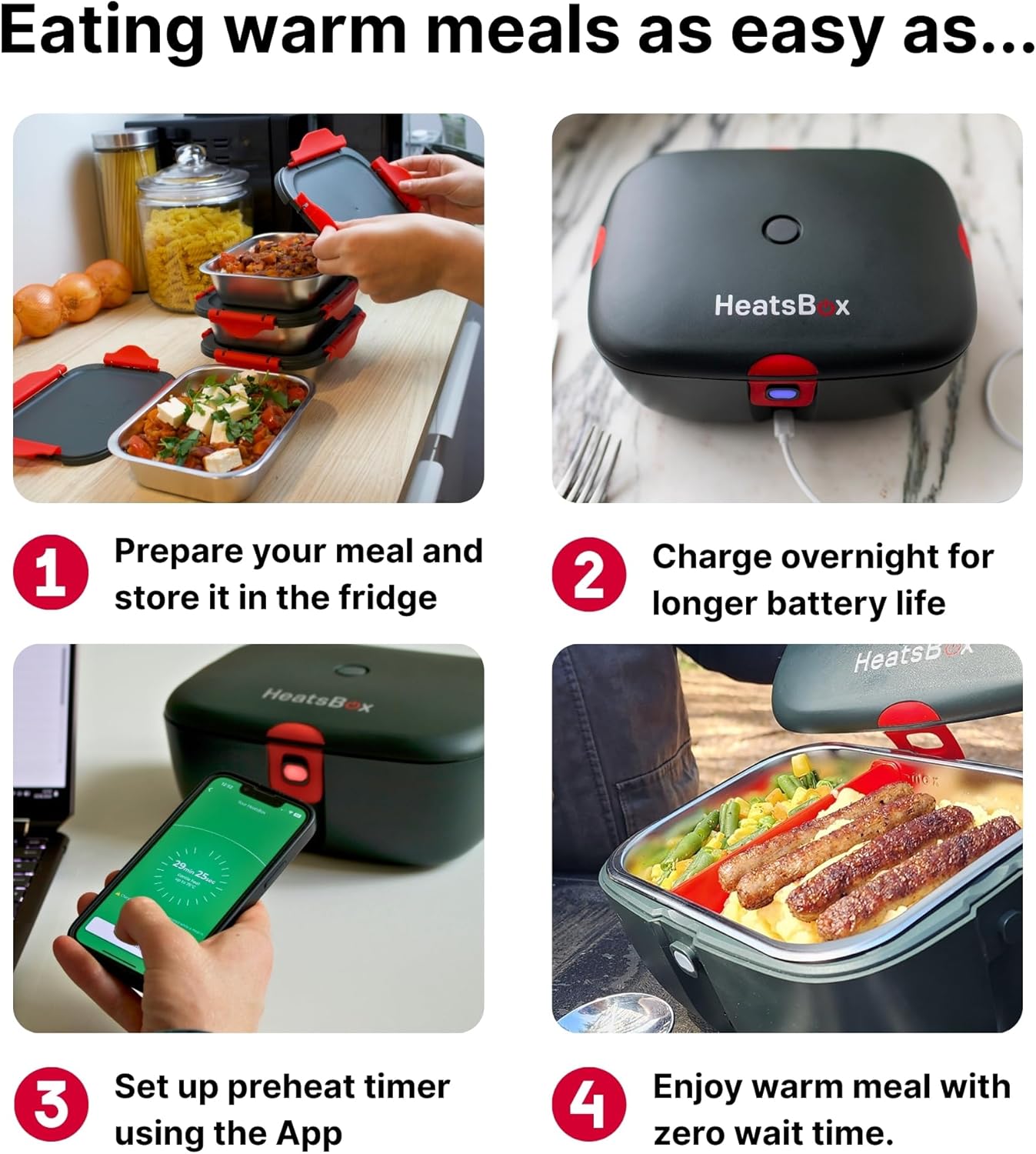 HeatsBox Inner Dish Set of 2 Reusable Stainless Steel Containers with Lid to Meal Prep Food | Freezer and Oven Safe | Compatible Go Lunch Box (Buy Separately, not Included)