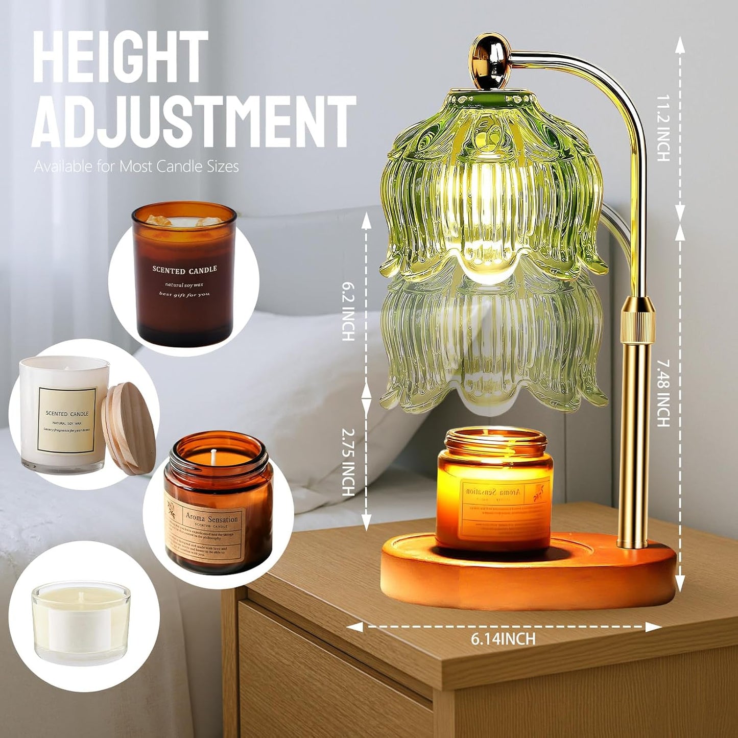 GEEZO Fragrance Candle Warmer Lamp,Electric Candle Warmer with Timer & Dimmer, Mom Christmas Birthday Gifts for Women, House Warming Gifts New Home Bedroom Decor