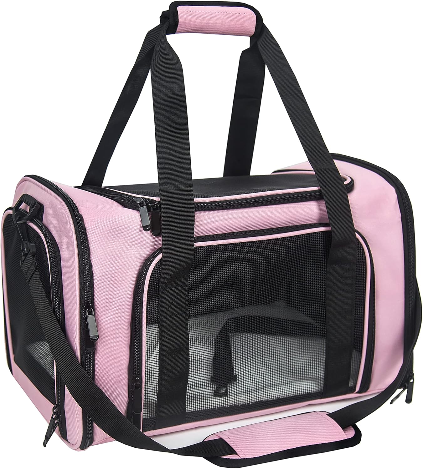 NextFri Soft Sided Carrier for Cats Dogs,TSA Airline Approved Collapsible Travel Pet Carrier (Magenta, Medium)