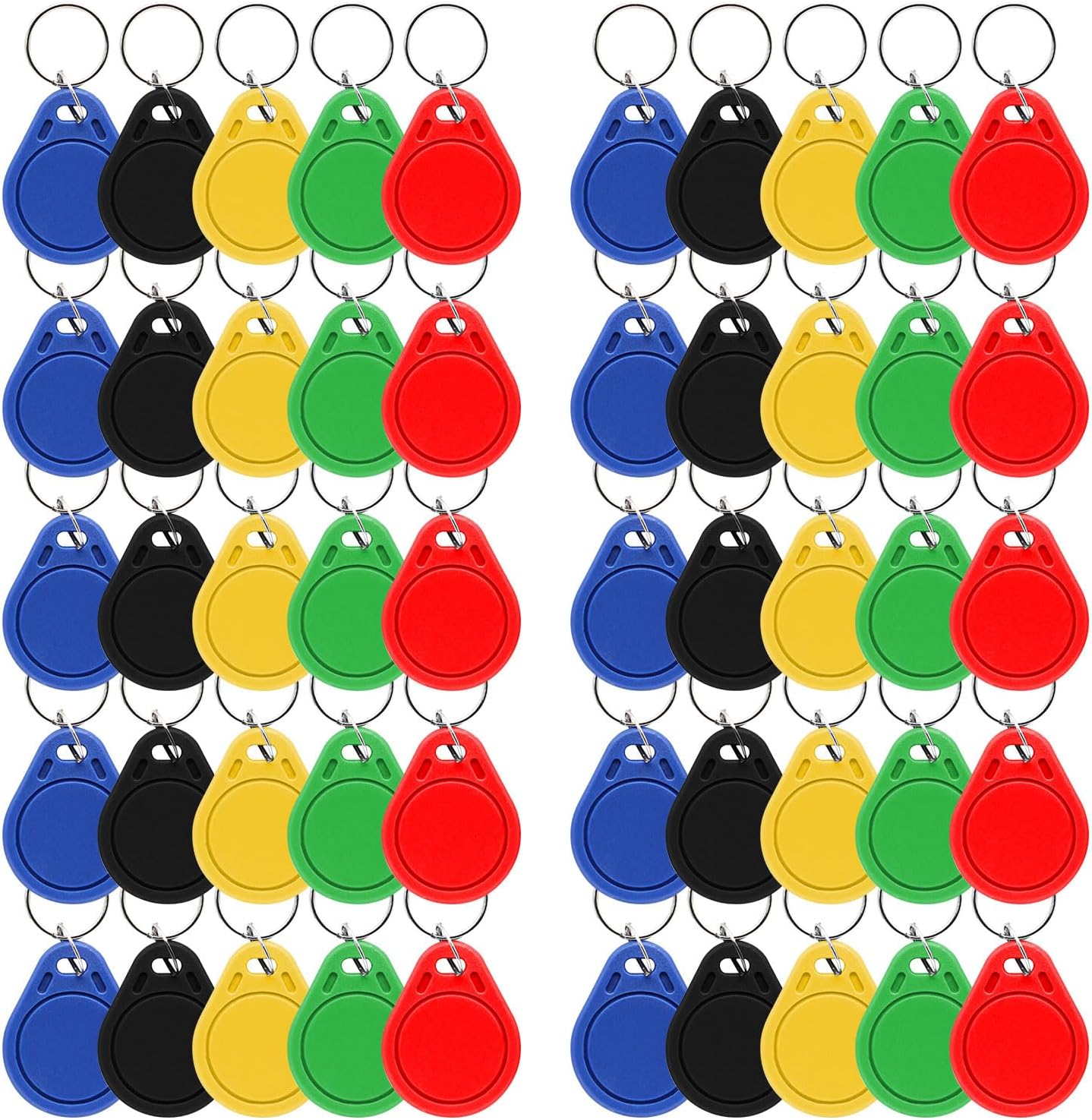 RFID Key Fobs 125KHz 50 PCS, T5577 Proximity ID Tag Rewritable Keypad Card Door Lock Entry Access Control System Fob Tag Wholesale (Black)