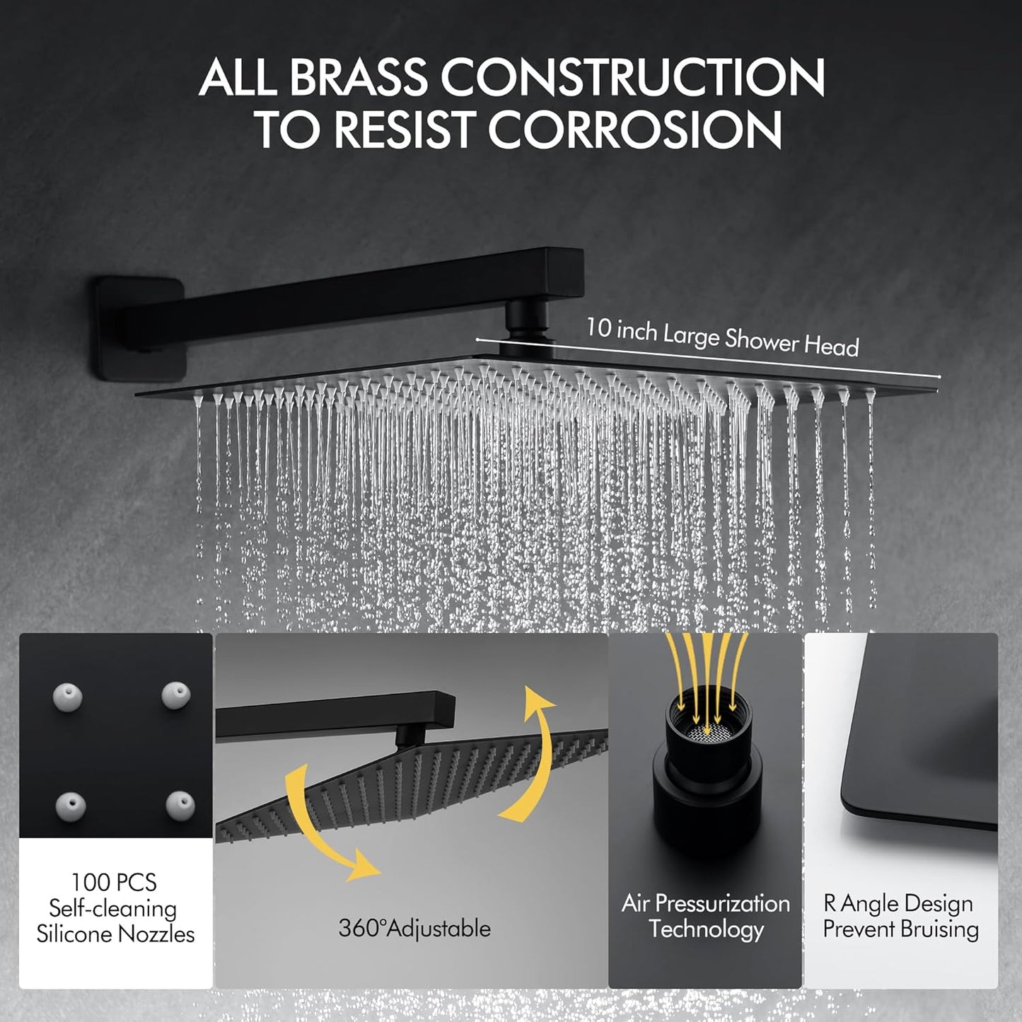 Fransiton Shower System Rain Shower System Set Ceiling Mounted, Rainfall Shower Head with Handheld, Bathroom Shower Kit (Valve Included) (8" - Wall Mount, Matte Black)