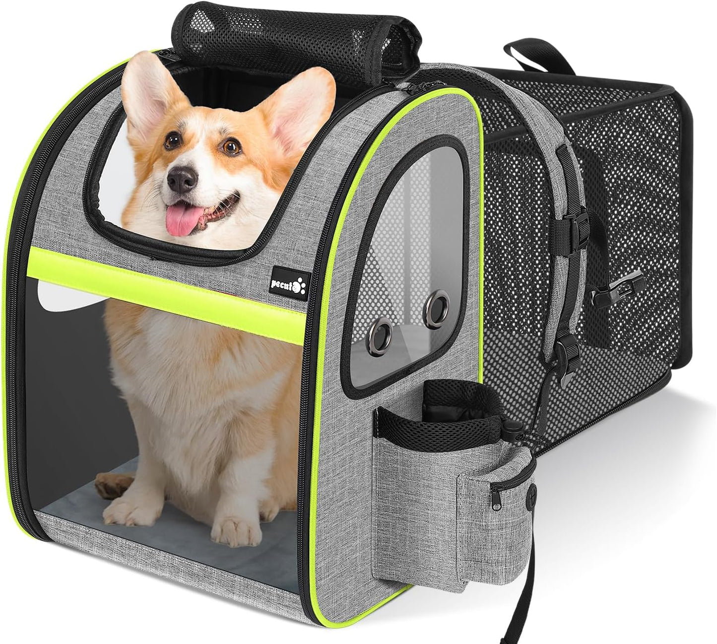 Pecute Pet Carrier Backpack, Dog Carrier Backpack Expandable with Breathable Mesh for Pets <6kg, Pet Backpack Carrier for Hiking Travel Camping Outdoor
