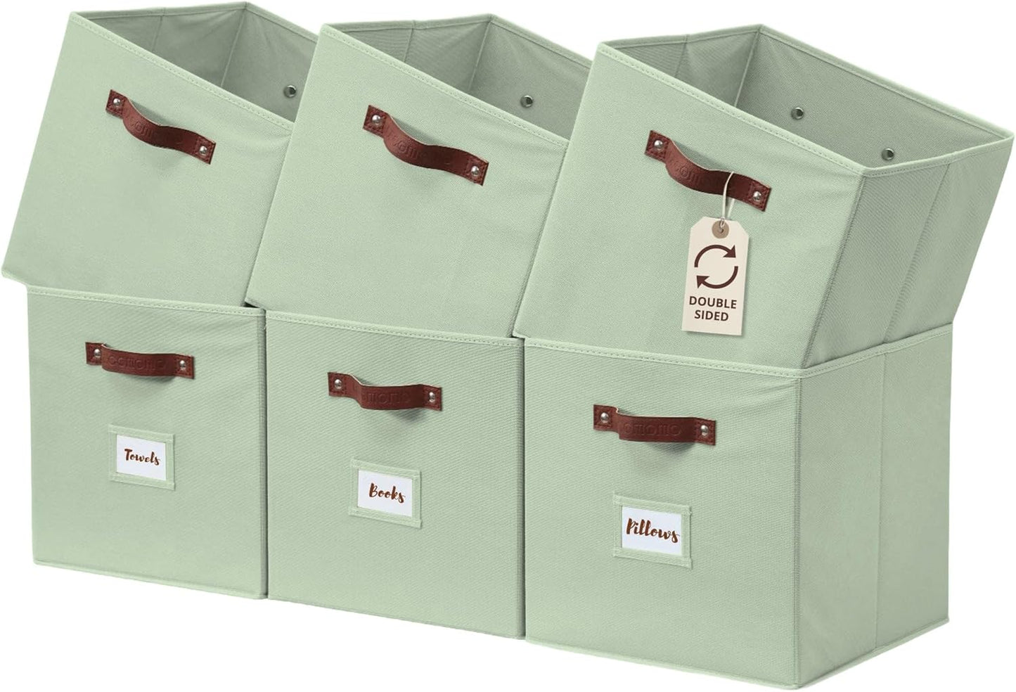 DECOMOMO Cube Storage Bin, Storage Cubes with Labels, Baskets for Shelves Kallax Linen Closet Organizers (Cube 10.5x11"/ 6pcs, Black)