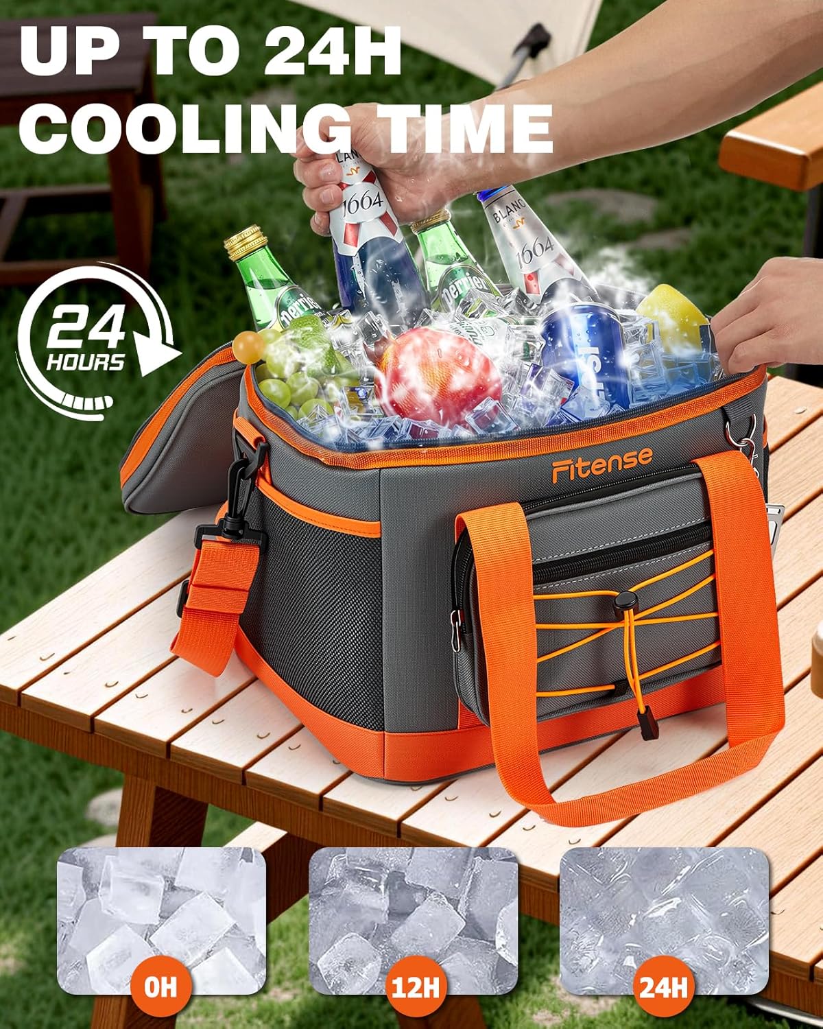 Fitense Soft Cooler Bag Insulated 50 Cans/33L, 27 Cans/20L Camping Cooler 4-Layer Leakproof, Collapsible Portable Lunch Cooler for Beach, Travel, Picnic, Grocery, Kayaking