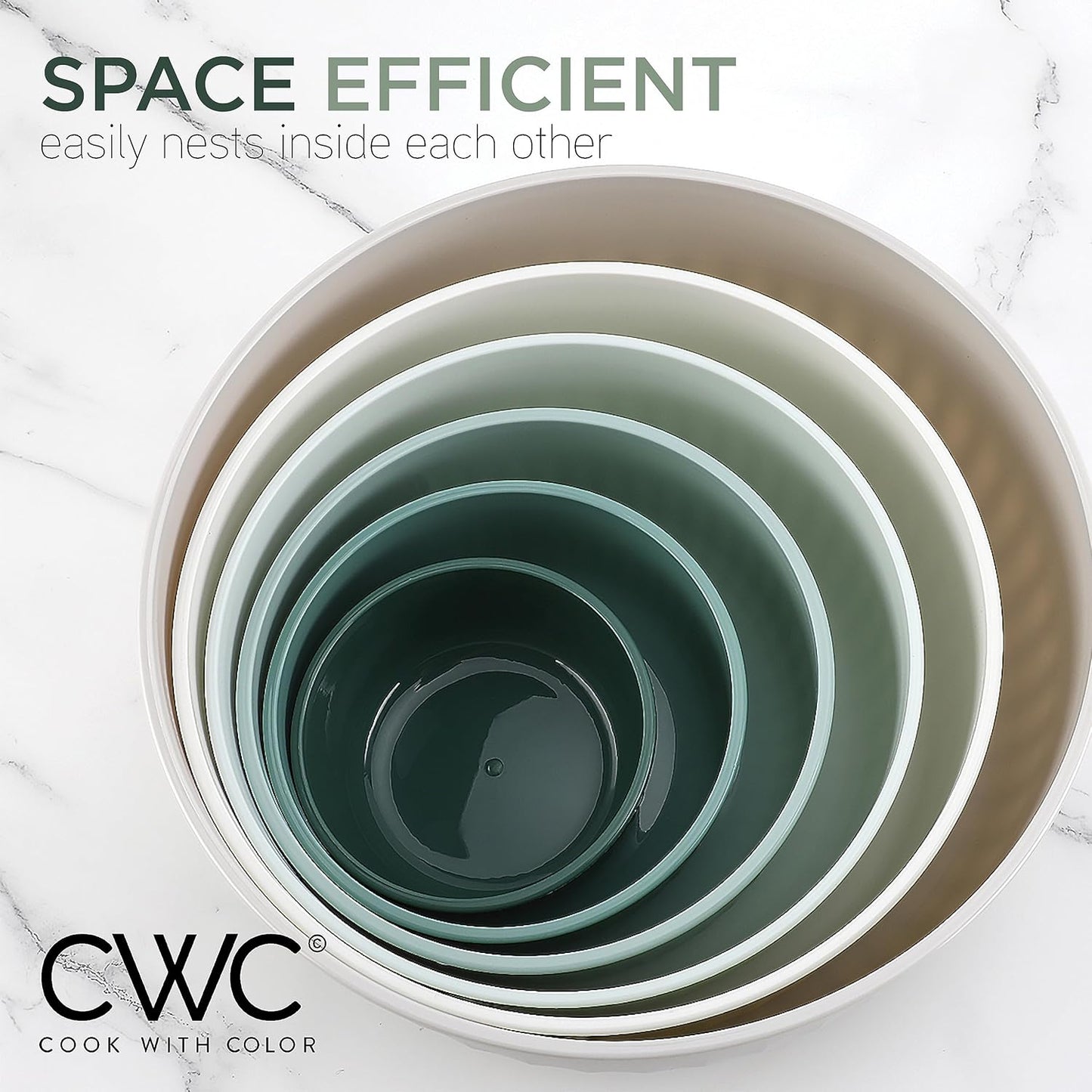 COOK WITH COLOR Prep Bowls with Lids- 8 Piece Nesting Plastic Small Mixing Bowl Set with Lids (Teal Ombre)