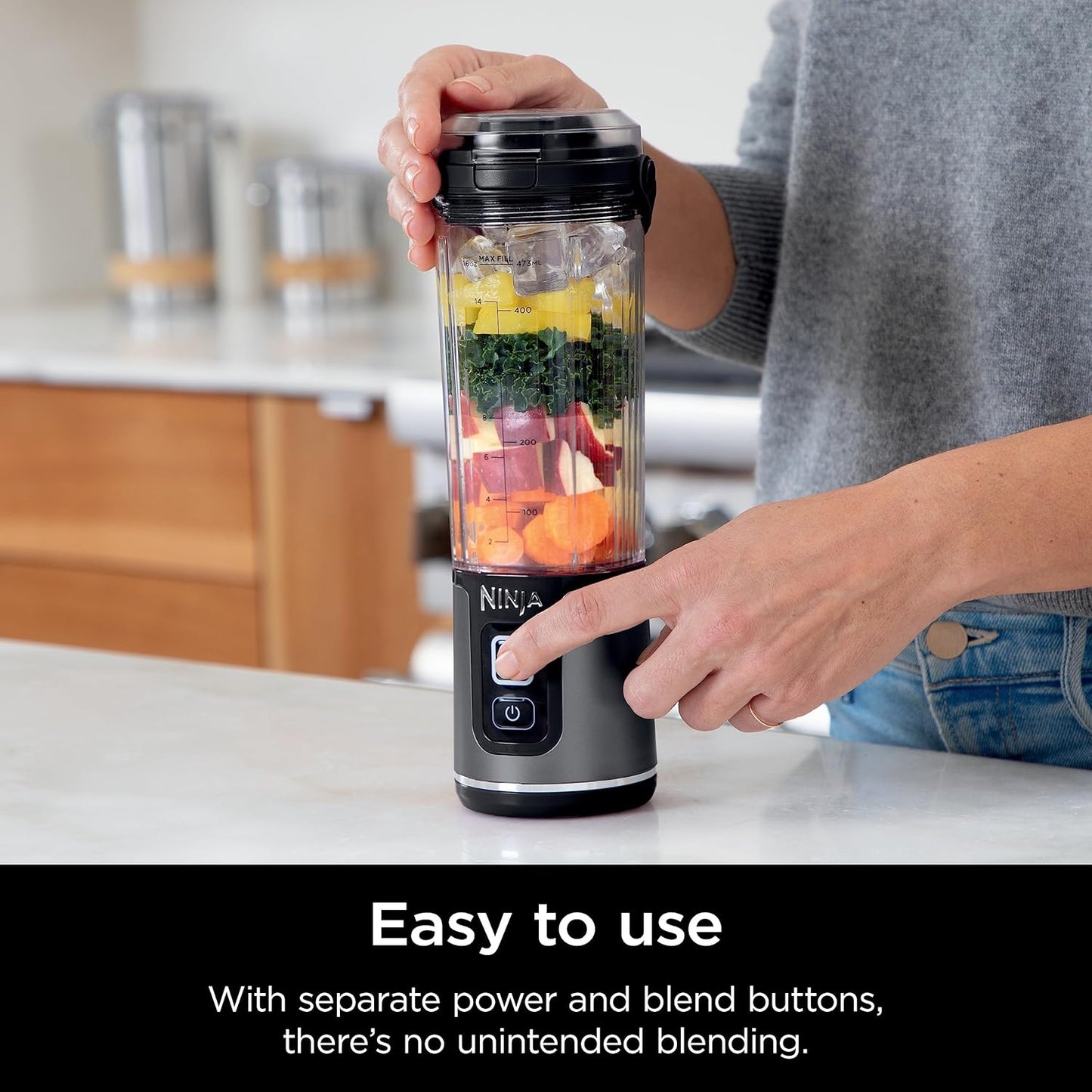 Ninja Blast Portable Blender, Cordless, 18oz. Vessel, Personal Blender for Shakes & Smoothies, BPA Free, Leakproof Lid, USB-C Rechargeable, Black, BC151BKC (Canadian Version)