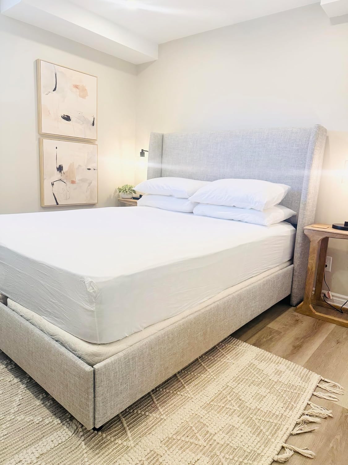 100% Egyptian Cotton Queen Sheet Set – 4-Piece, 800 Thread Count, White – Luxury Hotel Quality Bedding, Fits 14” Deep Mattress, Oeko-TEX Certified - Ultra Soft & Breathable (Queen Size)