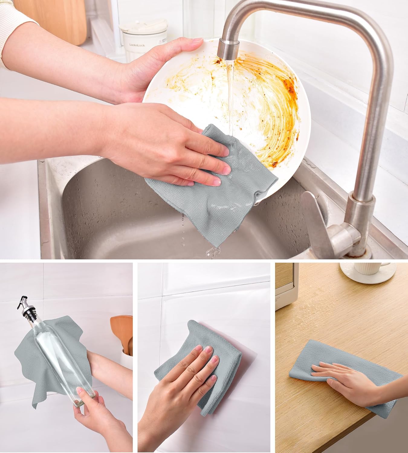 Microfiber Cleaning Cloth Roll with 100 Tear-Away Towels, Reusable Lint-Free Ultra Absorbent Cleaning Rags for Kitchen, Home, Car, Garage, and Workshop - PuriLite