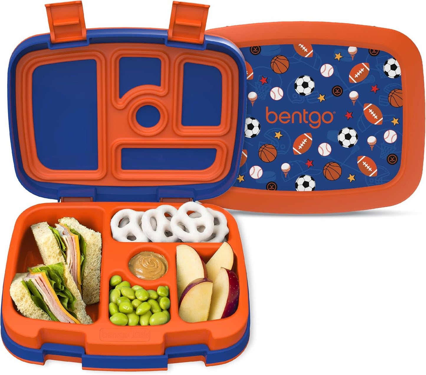 Bentgo Kids Prints Leak-Proof, 5-Compartment Bento-Style Kids Lunch Box - Ideal Portion Sizes for Ages 3-7, Durable, Drop-Proof, Dishwasher Safe, & Made with BPA-Free Materials (Green Rainbow)