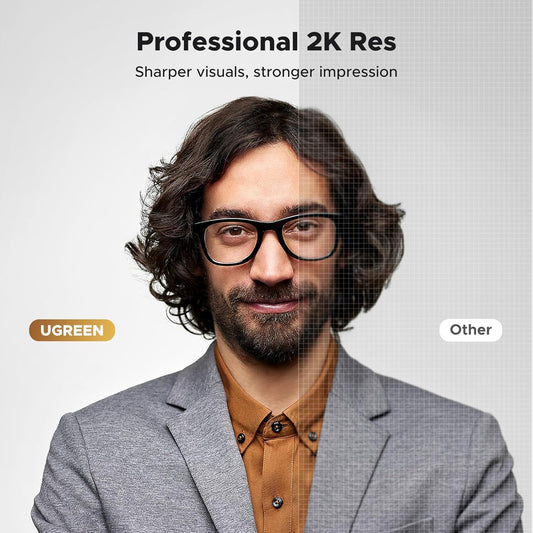 UGREEN 2K Webcam, Webcam for PC Ultra HD 1440P Computer Camera with Microphone, PC Camera with Privacy Cover, USB-A Web Camera for Streaming, Conferencing, Video Calling, Zoom, Skype, Teams, Facetime - PuriLite