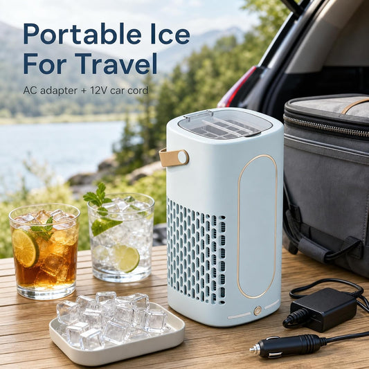 Portable Mini Ice Maker Machine, Compact Ice Making Appliance for Home Kitchens, Offices, Travel and Small Spaces, Convenient Ice Maker for Cold Drinks, Refreshments and Daily Use Blue