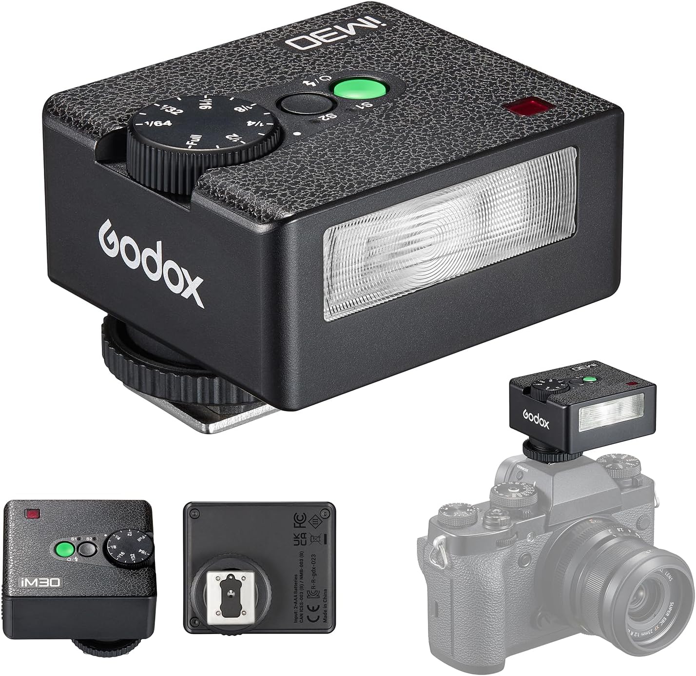 Godox iM20 Mini Flash On-Camera Speedlite with 5 Power Levels, 3s Recycle Time, 440 Full Power Flashes, Built-in Battery Replacement for Canon Nikon Sony Mirrorless Cameras
