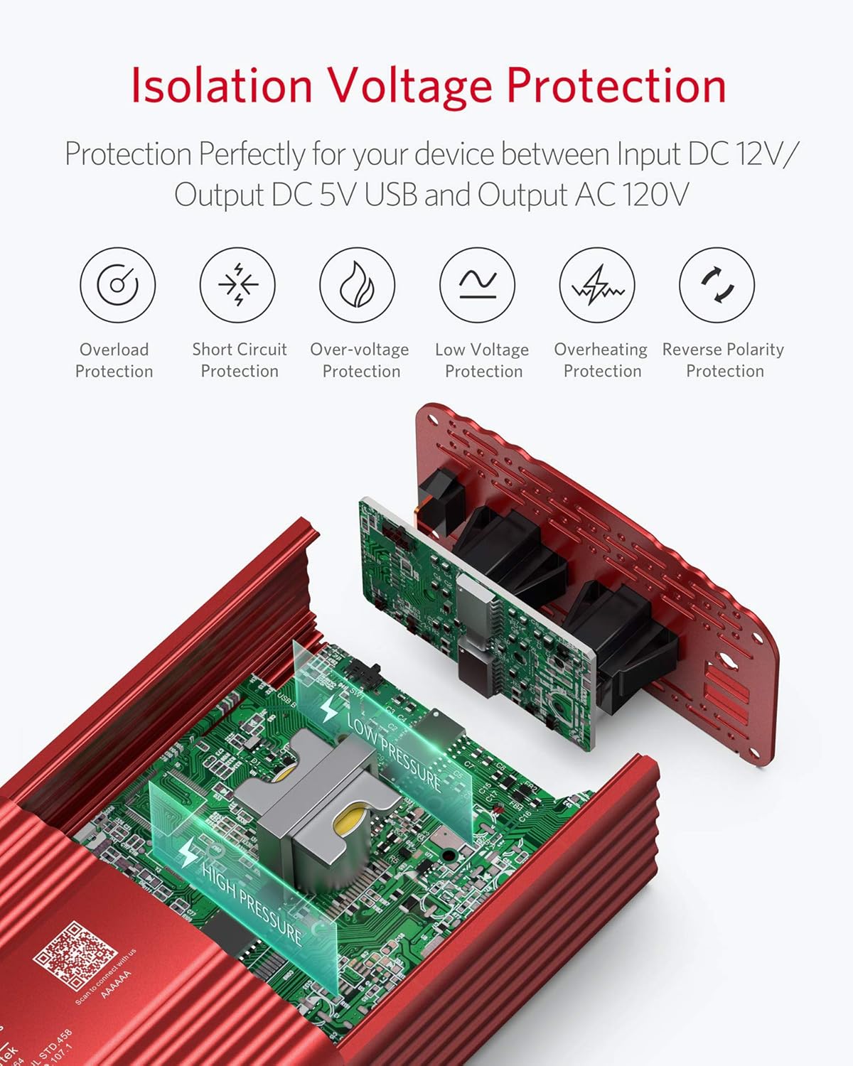 BESTEK 500W Pure Sine Wave Power Inverter DC 12V to AC(2 Outlets) 110V Car Charger Plug Inverter Adapter Converter with 4.2A Dual USB Charging Ports, ETL Listed