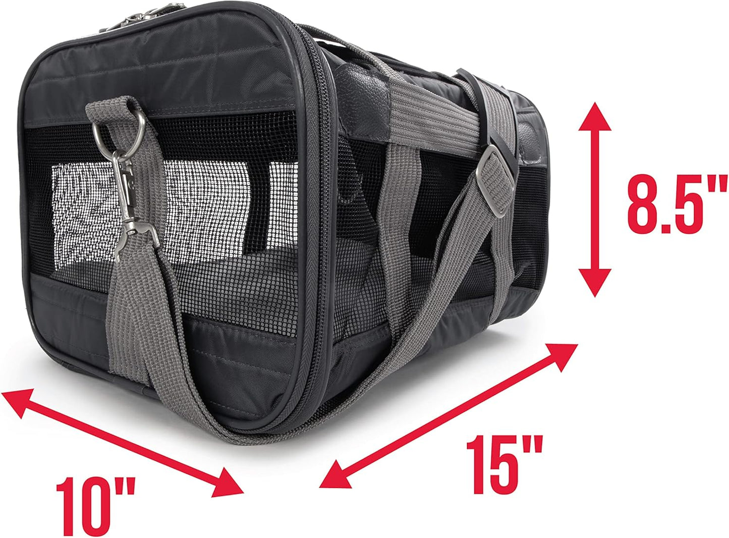 Sherpa Original Deluxe Travel Bag Pet Carrier, Airline Approved & Guaranteed-On-Board - Mesh Panels & Spring Frame, Locking Safety Zippers, Machine Washable Liner - Charcoal Gray, Medium