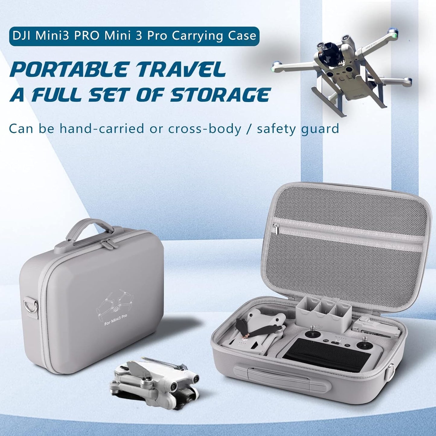 Mini 3 Carrying Case, for DJI Mini 3 Pro and DJI Mini 3, Waterproof Portable Hard Shell Travel Box Compatible with Shoulder Strap for DJI Mini 3 Pro and DJI Mini 3 Drone Accessories