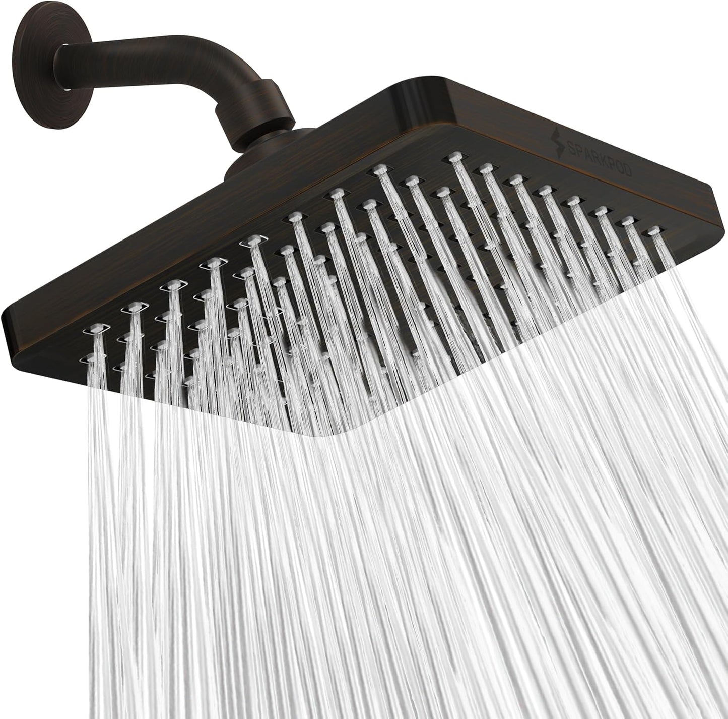 SparkPod Shower Head - High Pressure Rain - Premium Quality Luxury Design - 1-Min Install - Easy Clean Adjustable Replacement for Your Bathroom Shower Heads (Luxury Polished Chrome, 6 Inch Round)