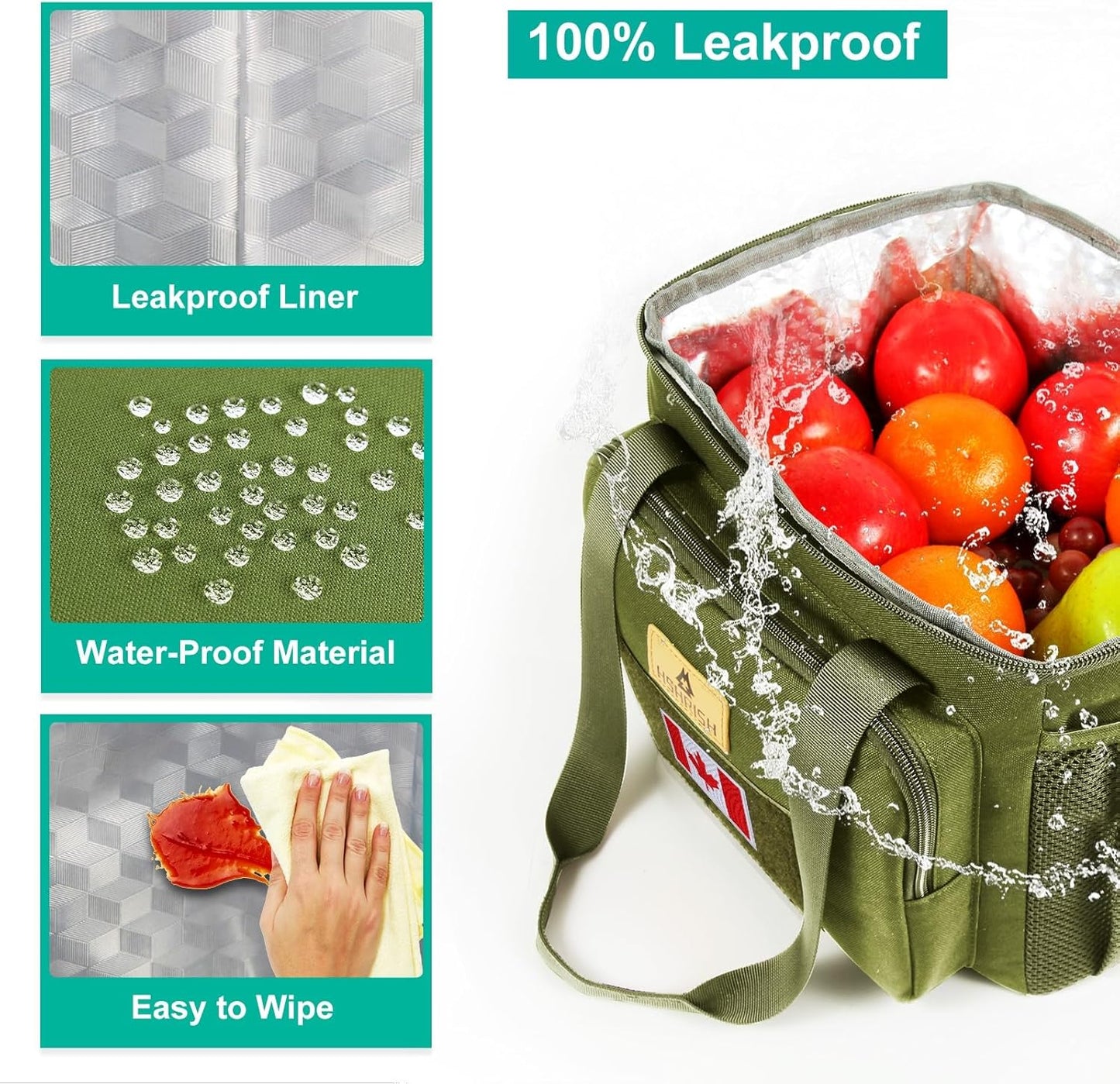 HSHRISH Tactical Large Lunch Bag for Men,Leakproof Insulated Lunch Box, Durable Soft Cooler Bag with Shoulder Strap Lunch Pail for Work Shifts Outdoor