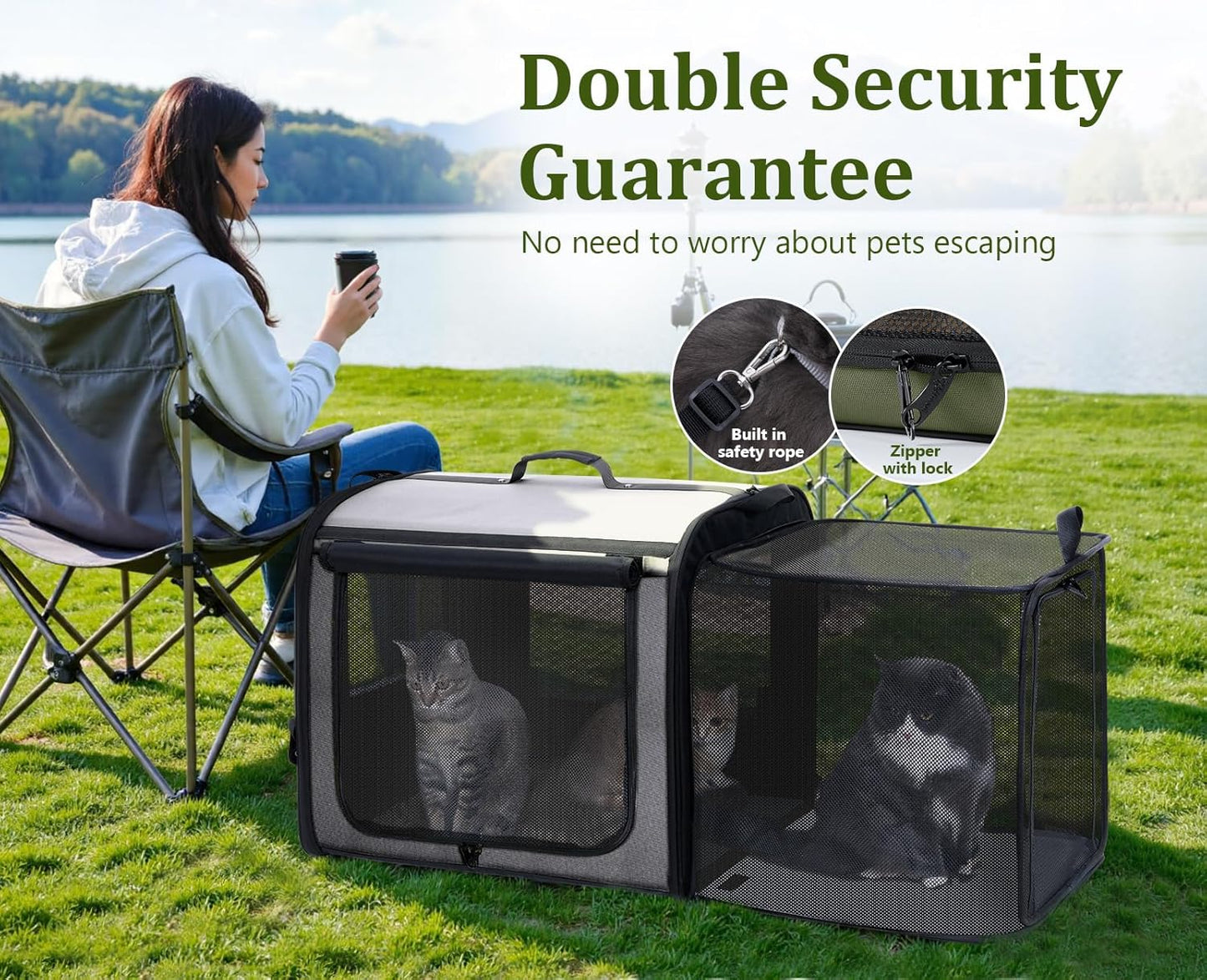 Pecute Collapsible Dog Crate for Pets<15kg, Pet Carrier Stable and Light Weight, Soft Dog Crate with Breathable Windows, Portable Dog Carrier with Curtain 61×45×52 cm (Green)