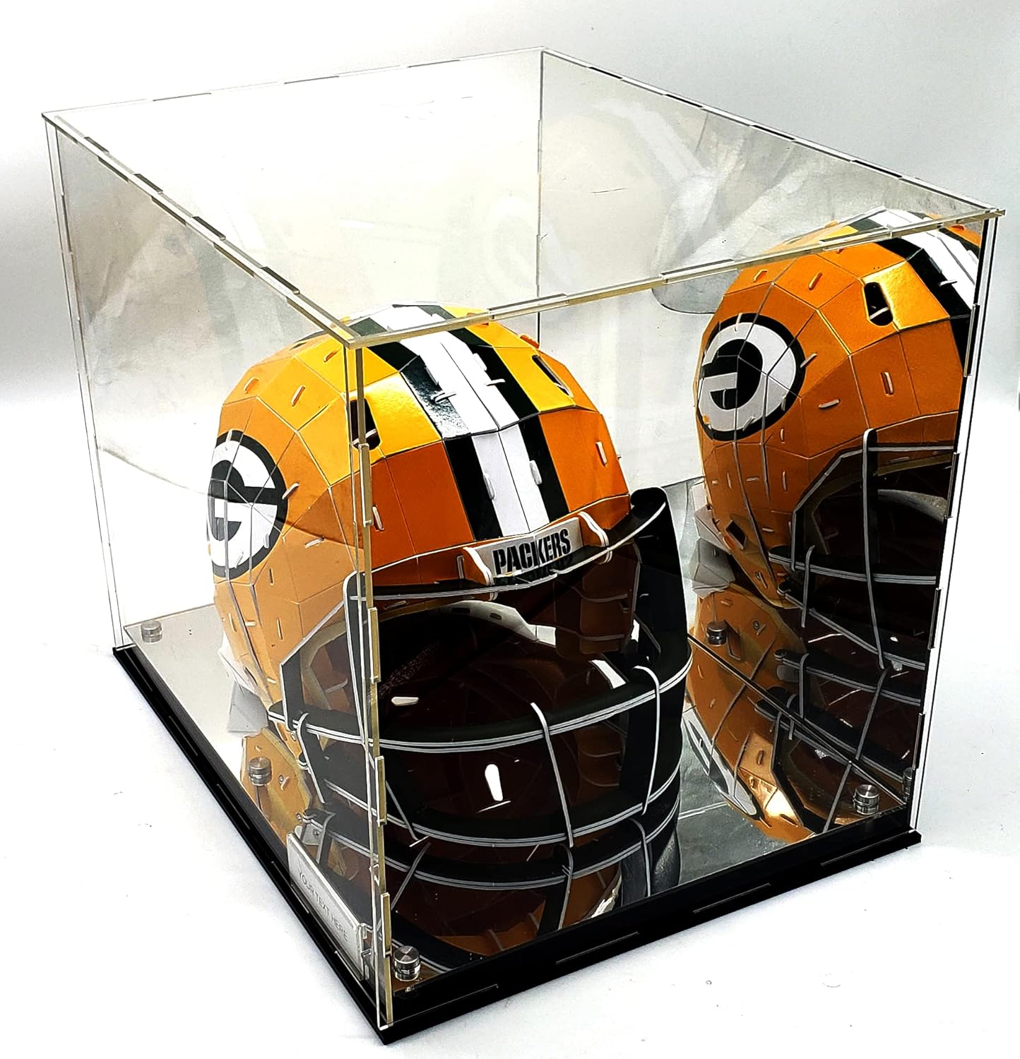 Football Basketball Helmet Sneakers Memorabilia Dustproof Acrylic Display Case Showcase Box UV Protection Mirror Riser