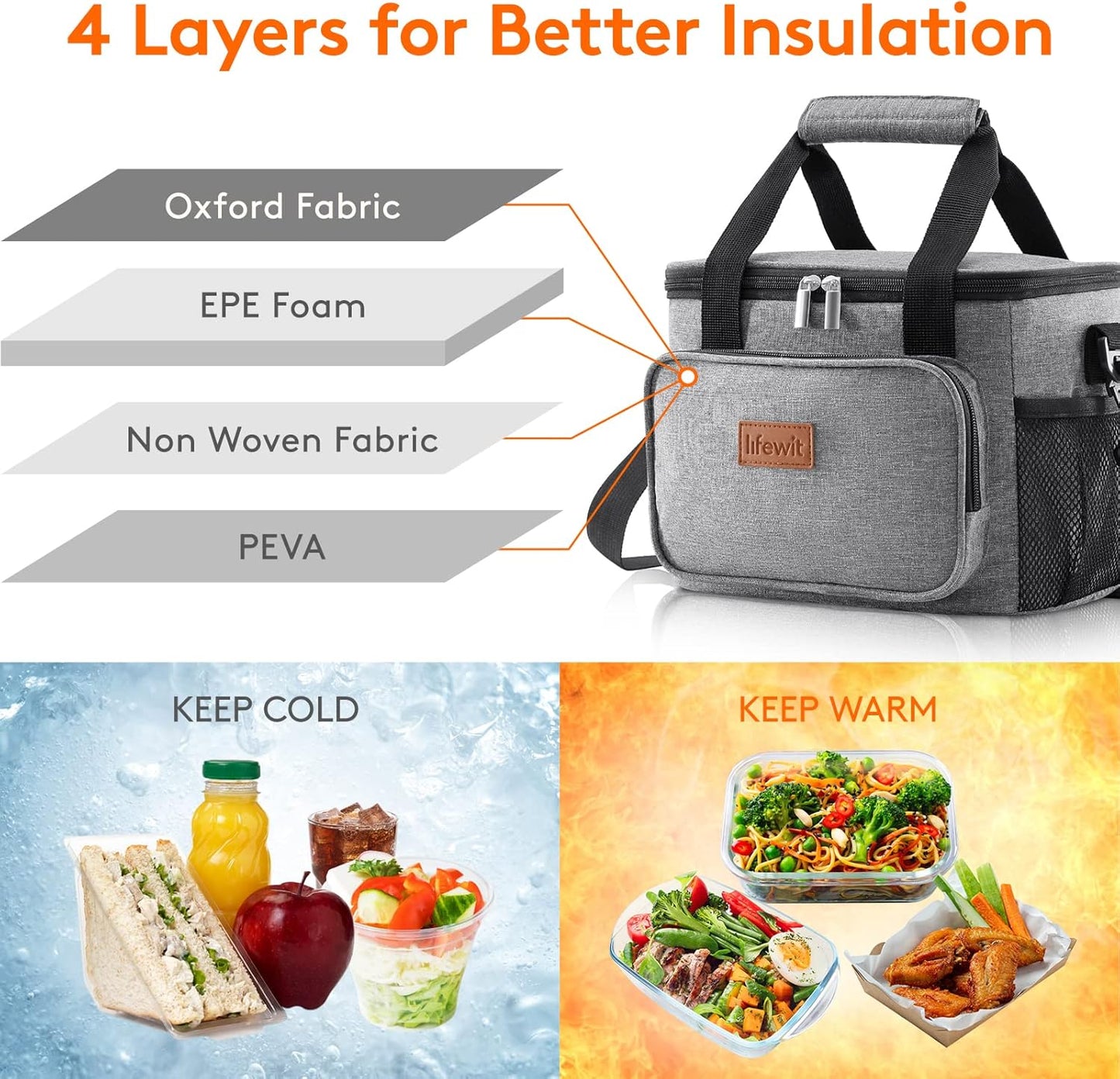 Lifewit Lunch Bag for Men, Insulated Lunch Box Leakproof Soft Cooler Cooling Tote for Adult Women, Waterproof Reusable Lunch Bags for Work Office Outdoor Picnic Camping, Black, 12-Can (9L)