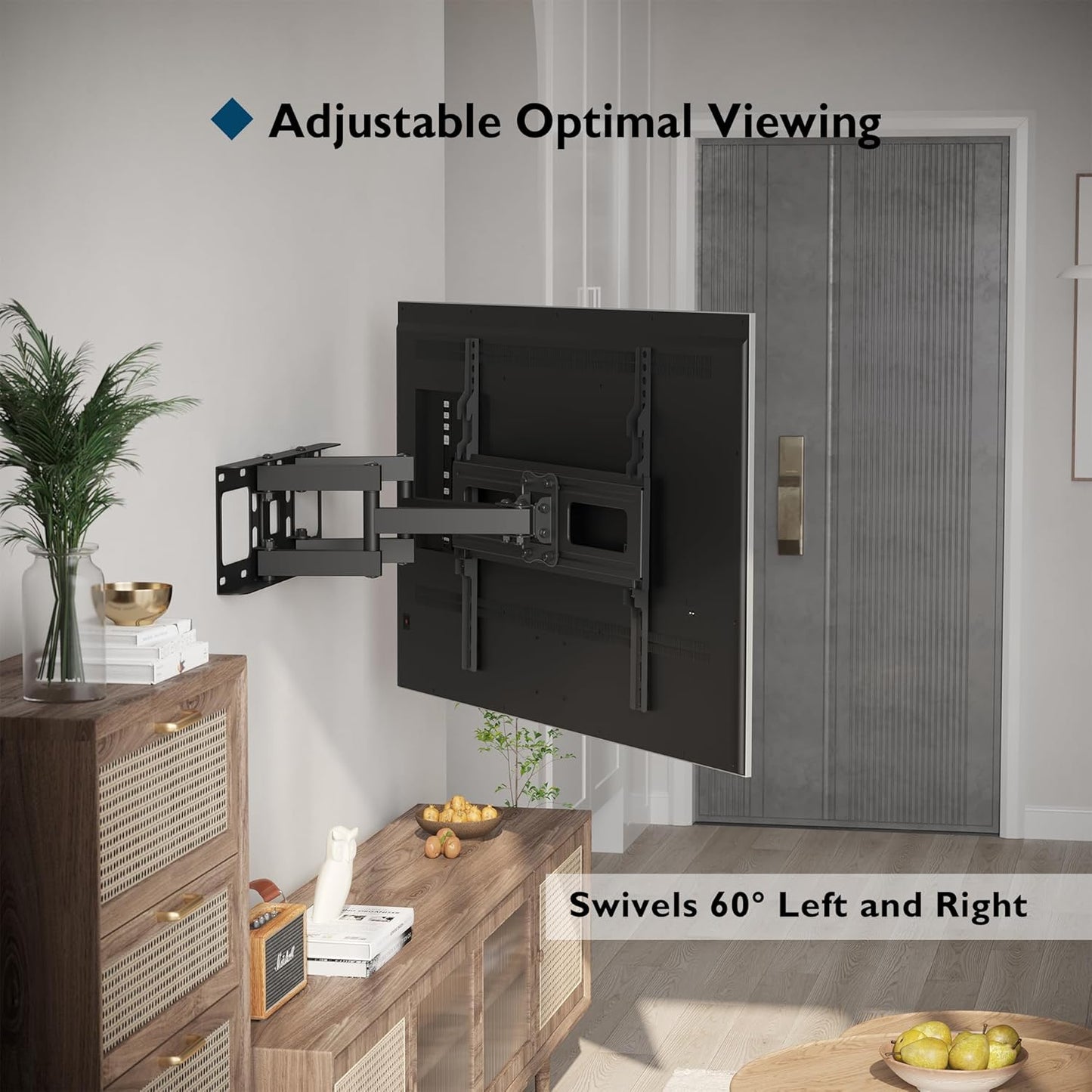 BONTEC TV Wall Mount, Full Motion Bracket for 23-70 Inch TVs, Holds Up to 99lbs, Max VESA 400x400mm, Fits 32 40 50 55 65 Inch LED OLED LCD Flat and Curved Screens, Tilt Swivels with 6 Arms