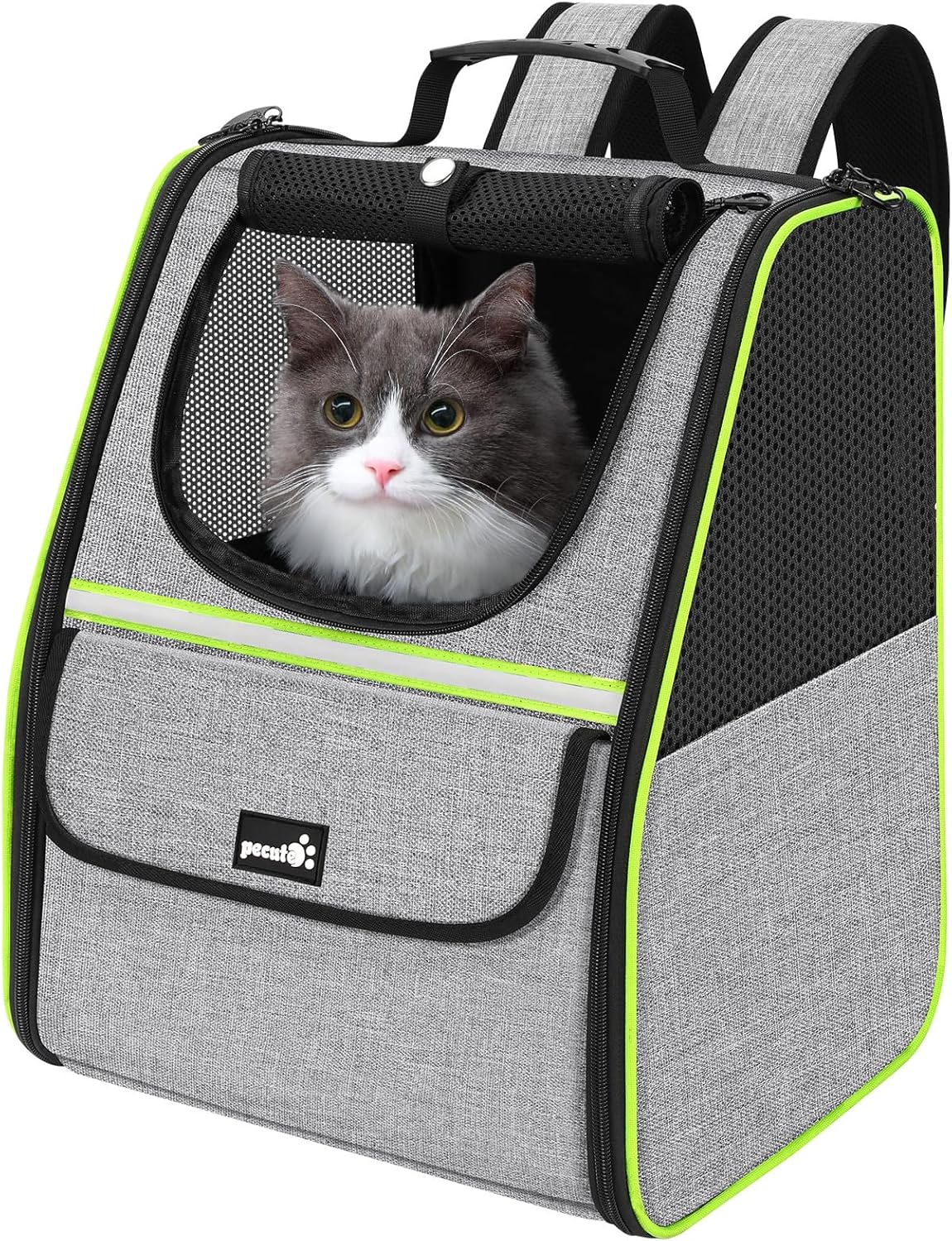 Pecute Expandable Cat Backpack Carrier, Small Dog Backpack Carrier, Pet Backpack Carriers for Cats Dogs Puppy Kitten, Cat Carriers Bag Carrying for Travel Hiking Bike Riding Walking Outdoor,Grey