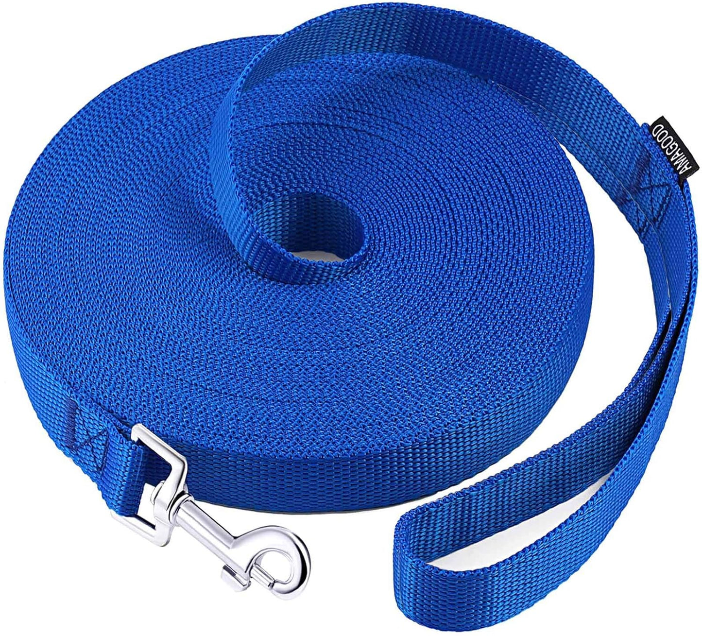 AMAGOOD Dog/Puppy Obedience Recall Training Agility Lead-15 ft 20 ft 30 ft 50 ft Long Leash-for Dog Training,Tie Out,Play,Safety,Camping (15 feet, Black) - PuriLite